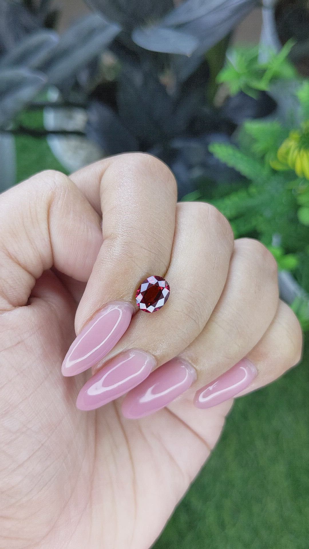 1.57 Ct. Purplish Red Garnet from Tanzania Size Video
