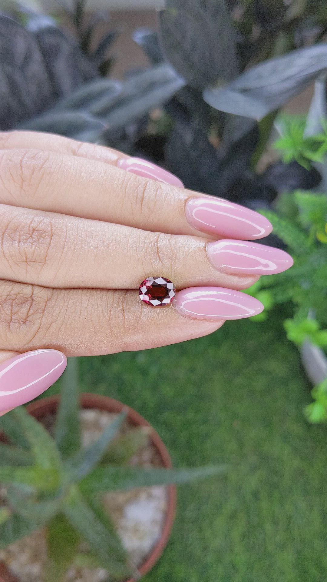 1.57 Ct. Purplish Red Garnet from Tanzania Size Video