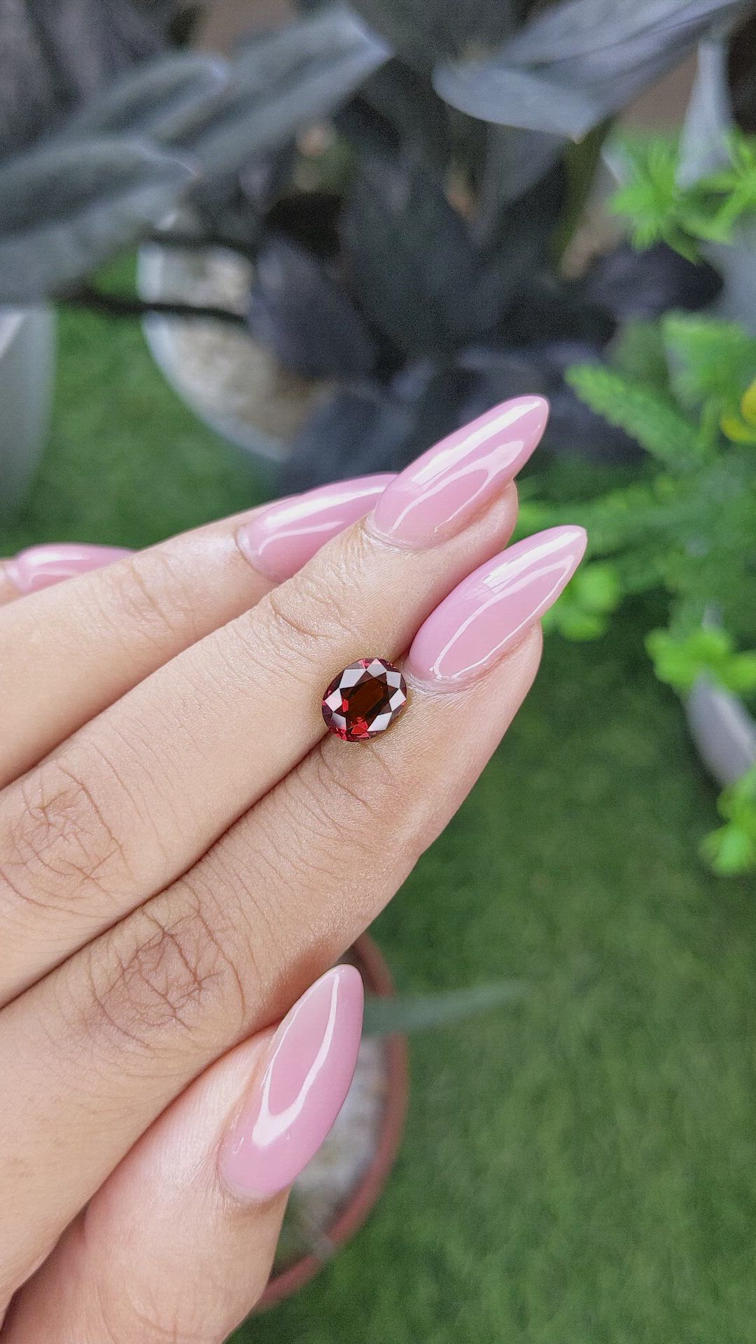 1.57 Ct. Purplish Red Garnet from Tanzania Size Video