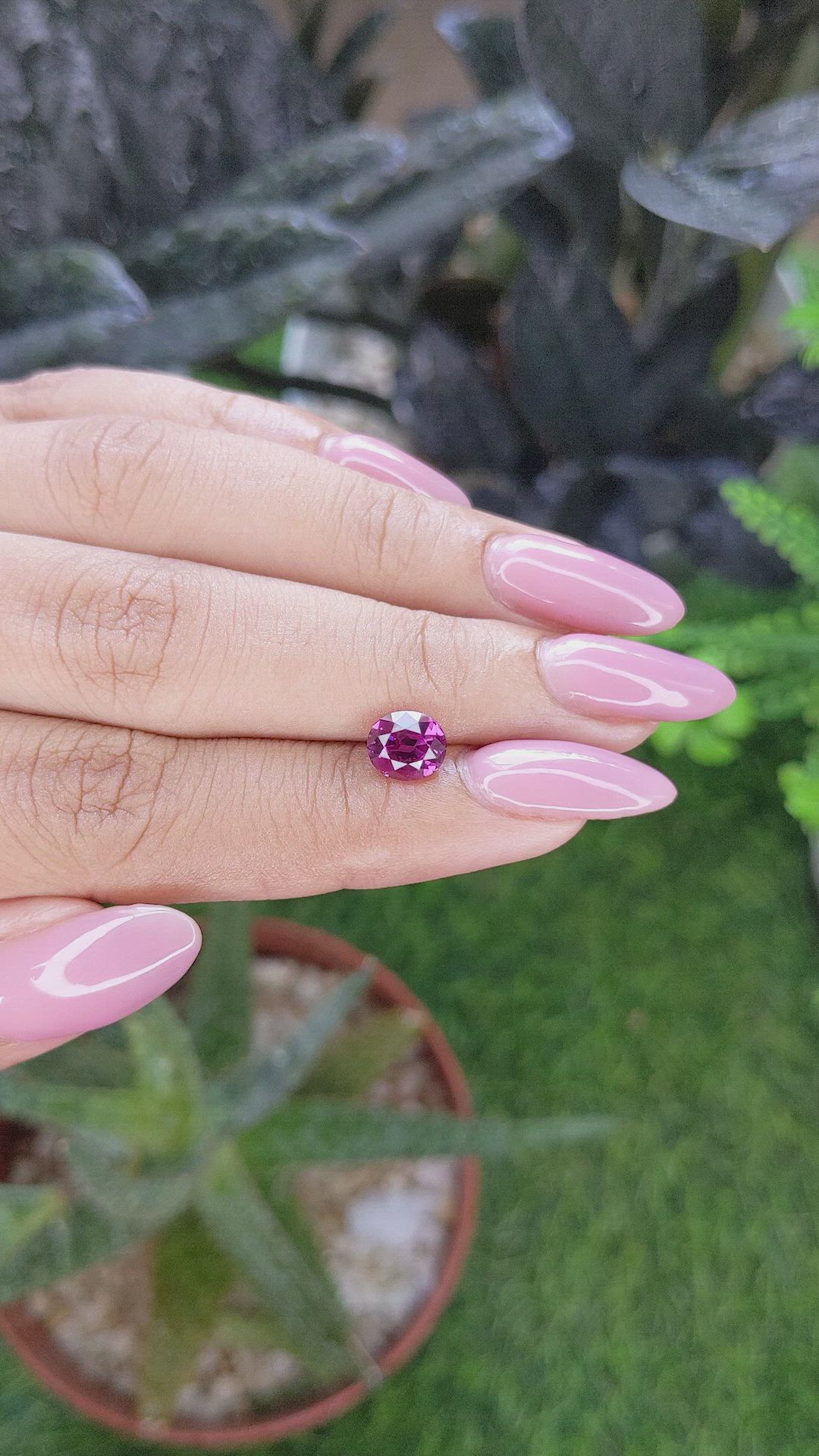 1.71 Ct. Purplish Pink Garnet from Tanzania Size Video