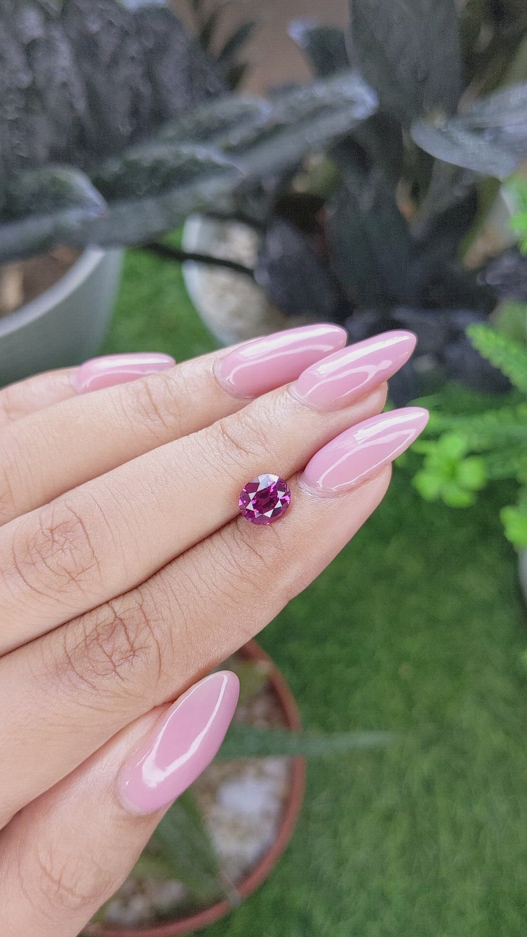 1.71 Ct. Purplish Pink Garnet from Tanzania Size Video