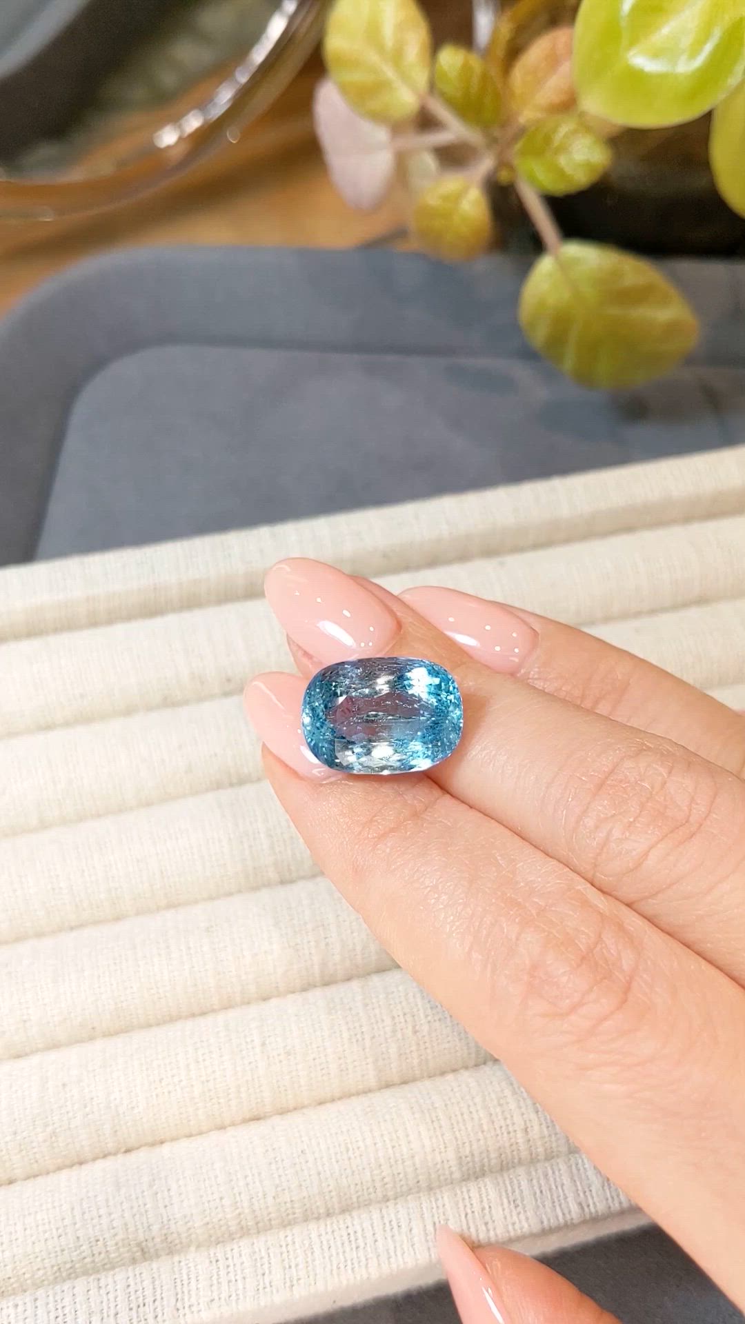 12.13 Ct. Blue Aquamarine from Brazil Size Video
