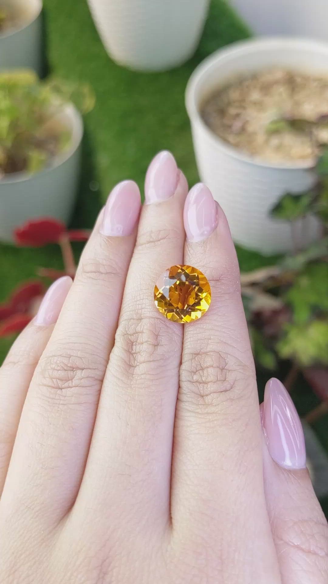 7.11 Ct. Yellowish Orange Citrine from Brazil Size Video