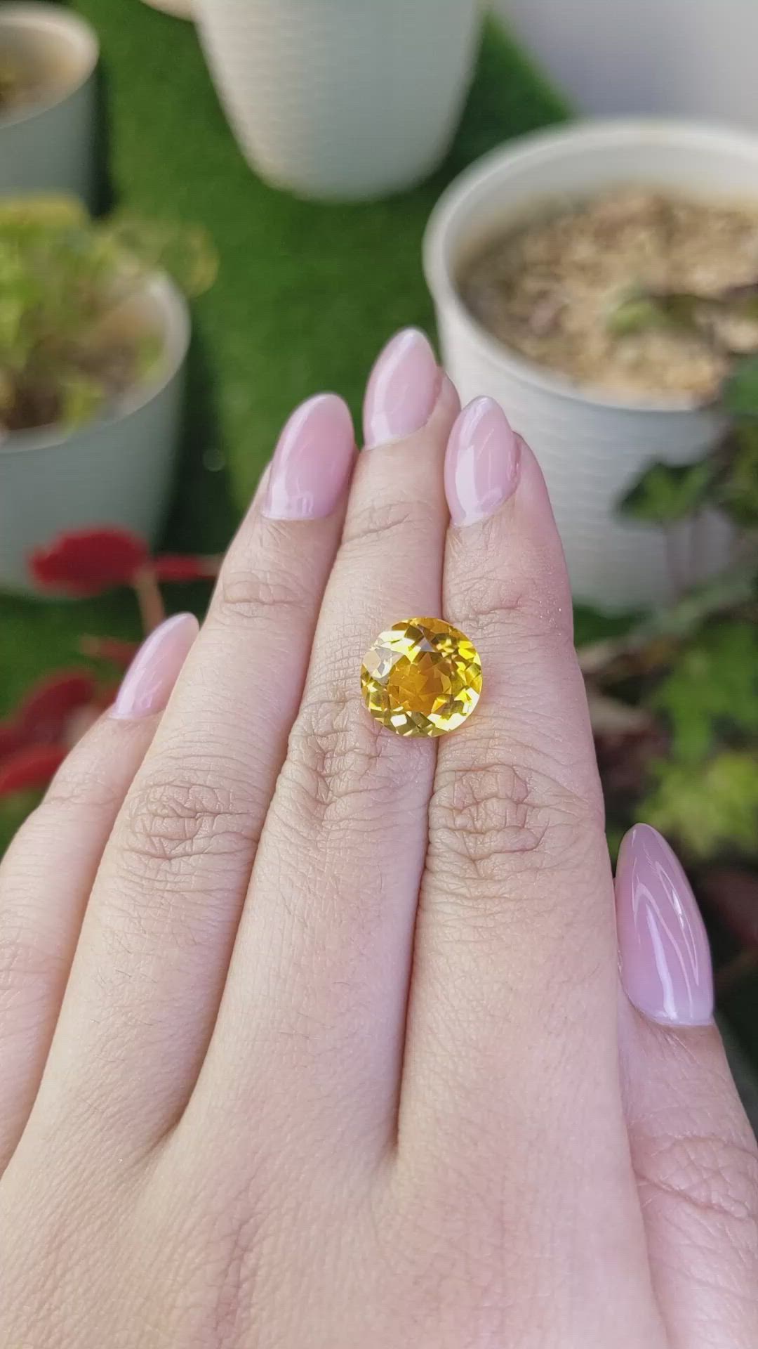 5.68 Ct. Yellow Citrine from Brazil Size Video