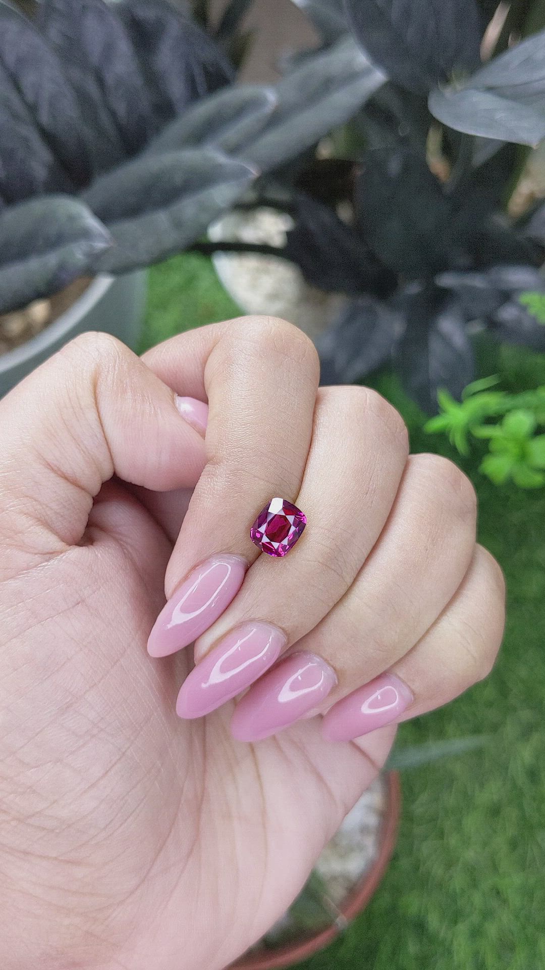 1.83 Ct. Purplish Pink Garnet from Tanzania Size Video