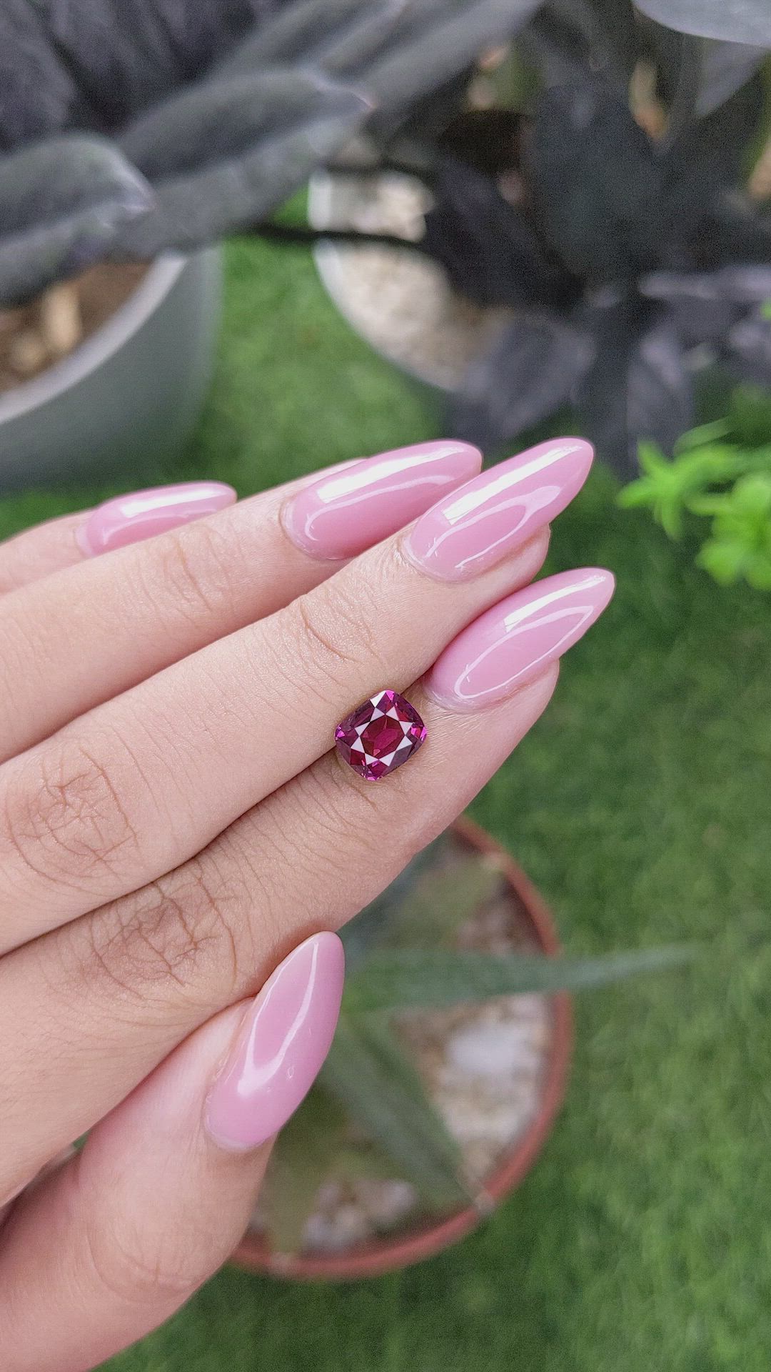 1.83 Ct. Purplish Pink Garnet from Tanzania Size Video