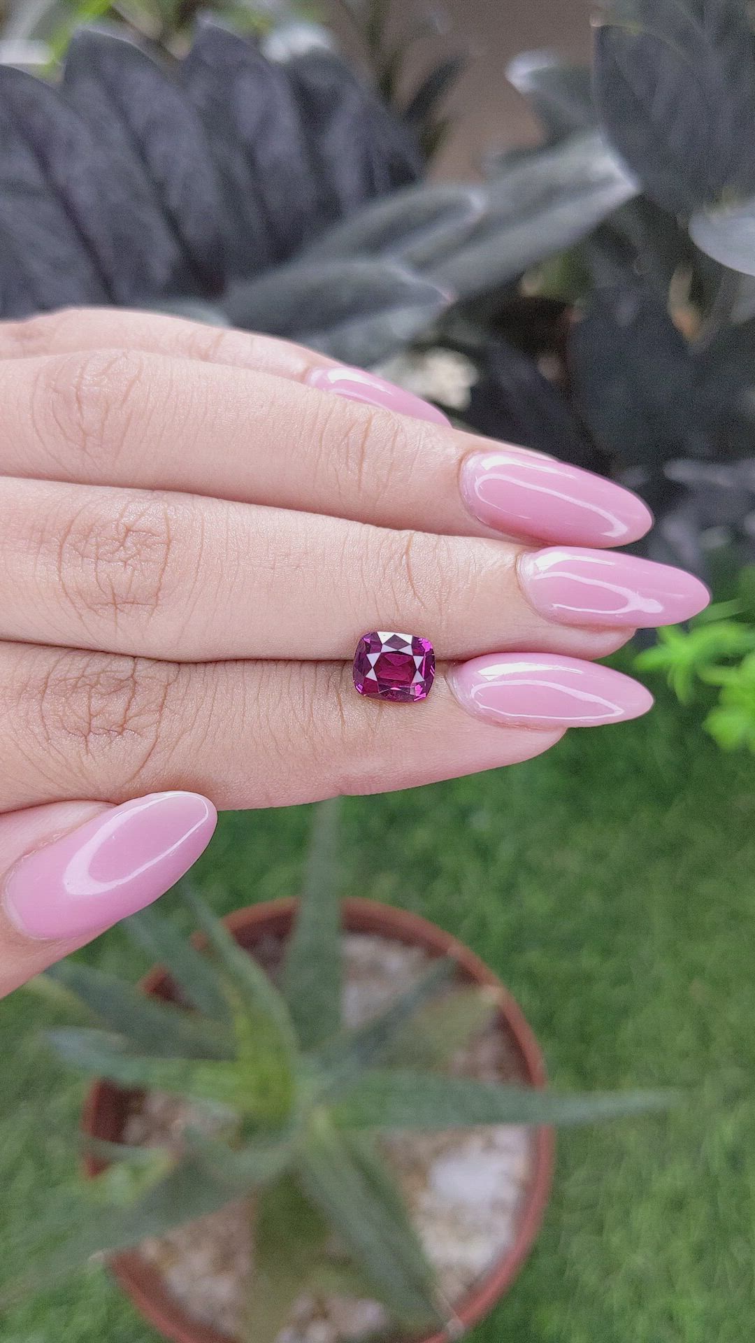 1.83 Ct. Purplish Pink Garnet from Tanzania Size Video