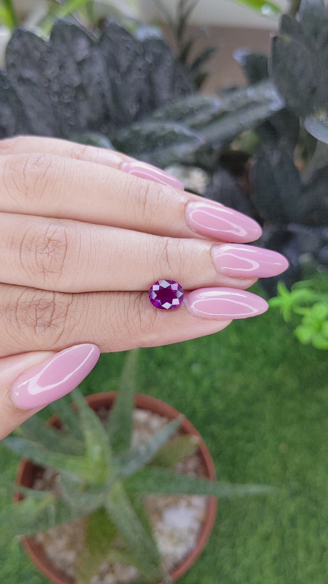 1.78 Ct. Pinkish Purple Garnet from Tanzania Size Video