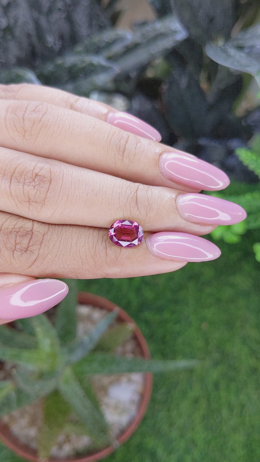 1.96 Ct. Purplish Pink Garnet from Tanzania Size Video