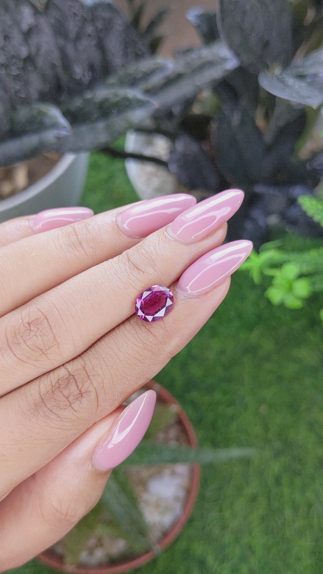 1.96 Ct. Purplish Pink Garnet from Tanzania Size Video