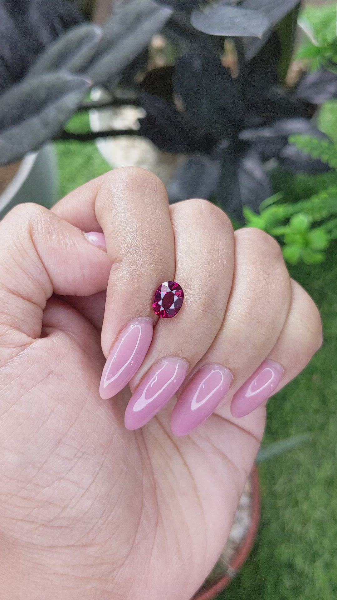 1.68 Ct. Purplish Red Garnet from Tanzania Size Video