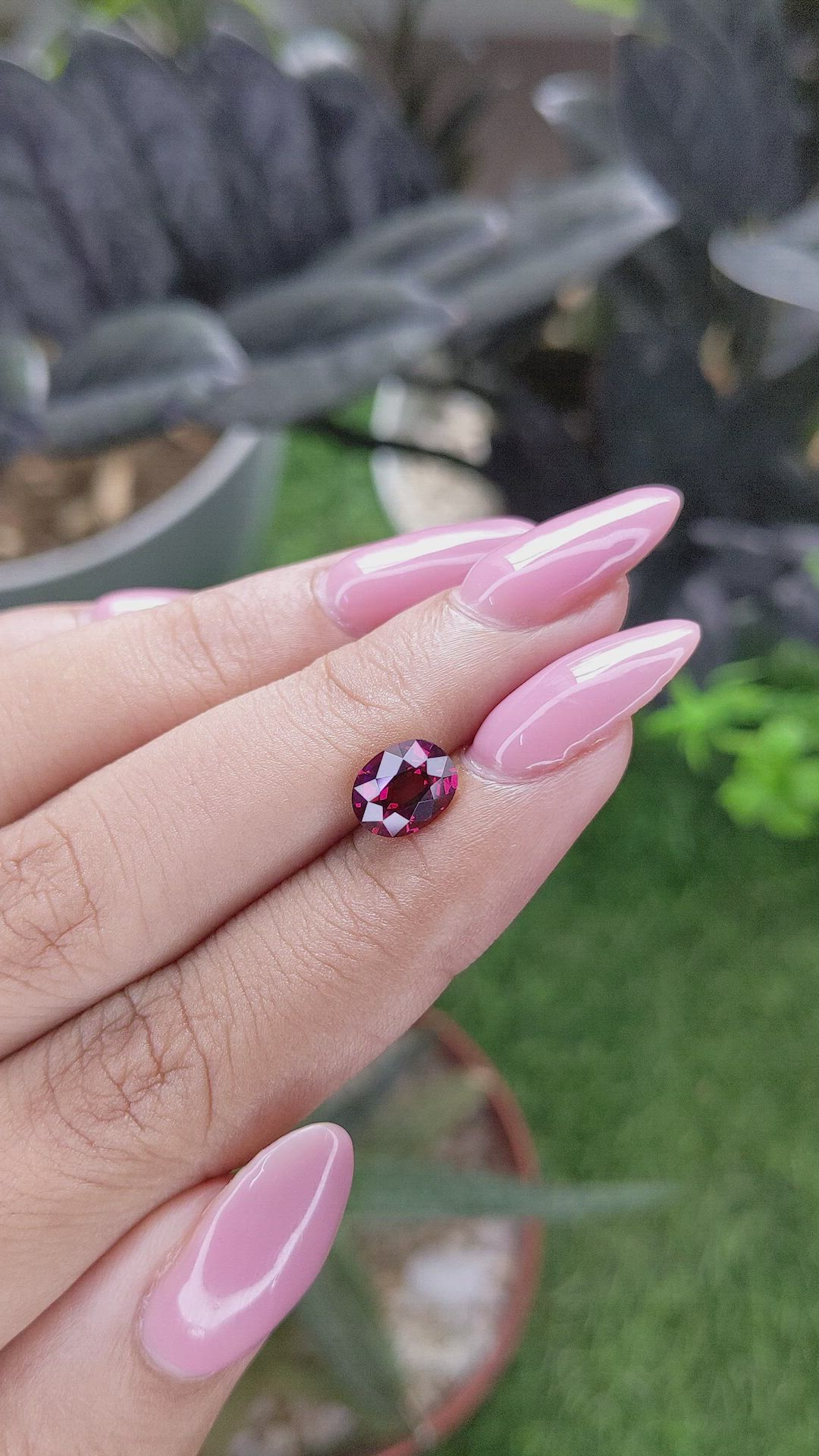 1.68 Ct. Purplish Red Garnet from Tanzania Size Video