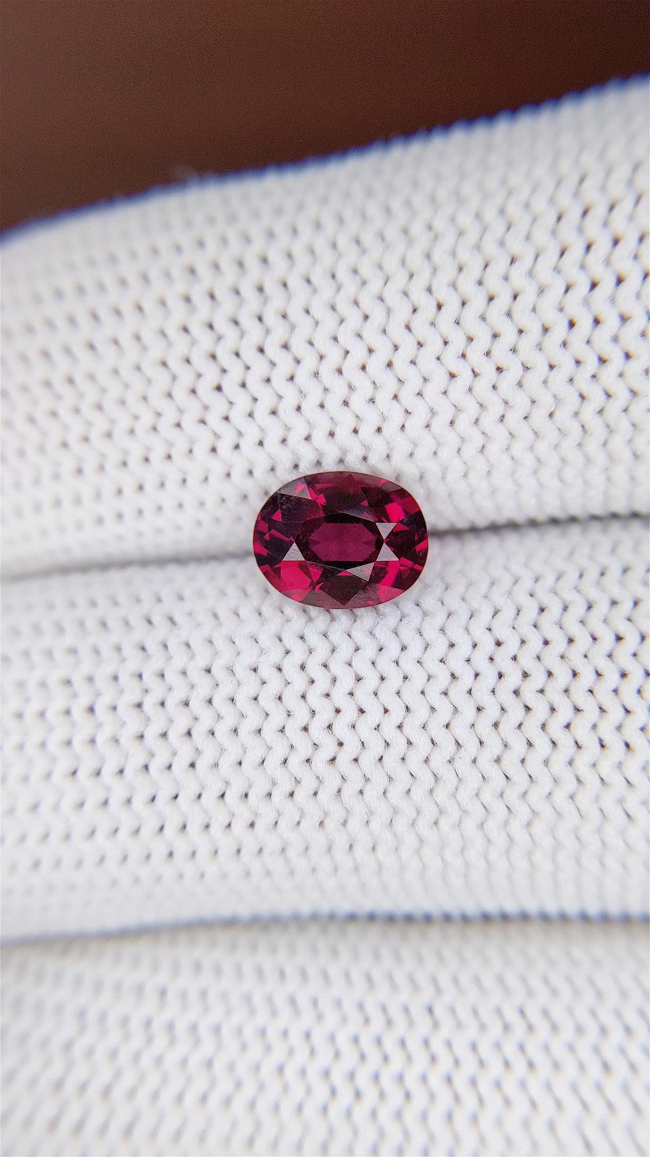 1.68 Ct. Purplish Red Garnet from Tanzania Size Video