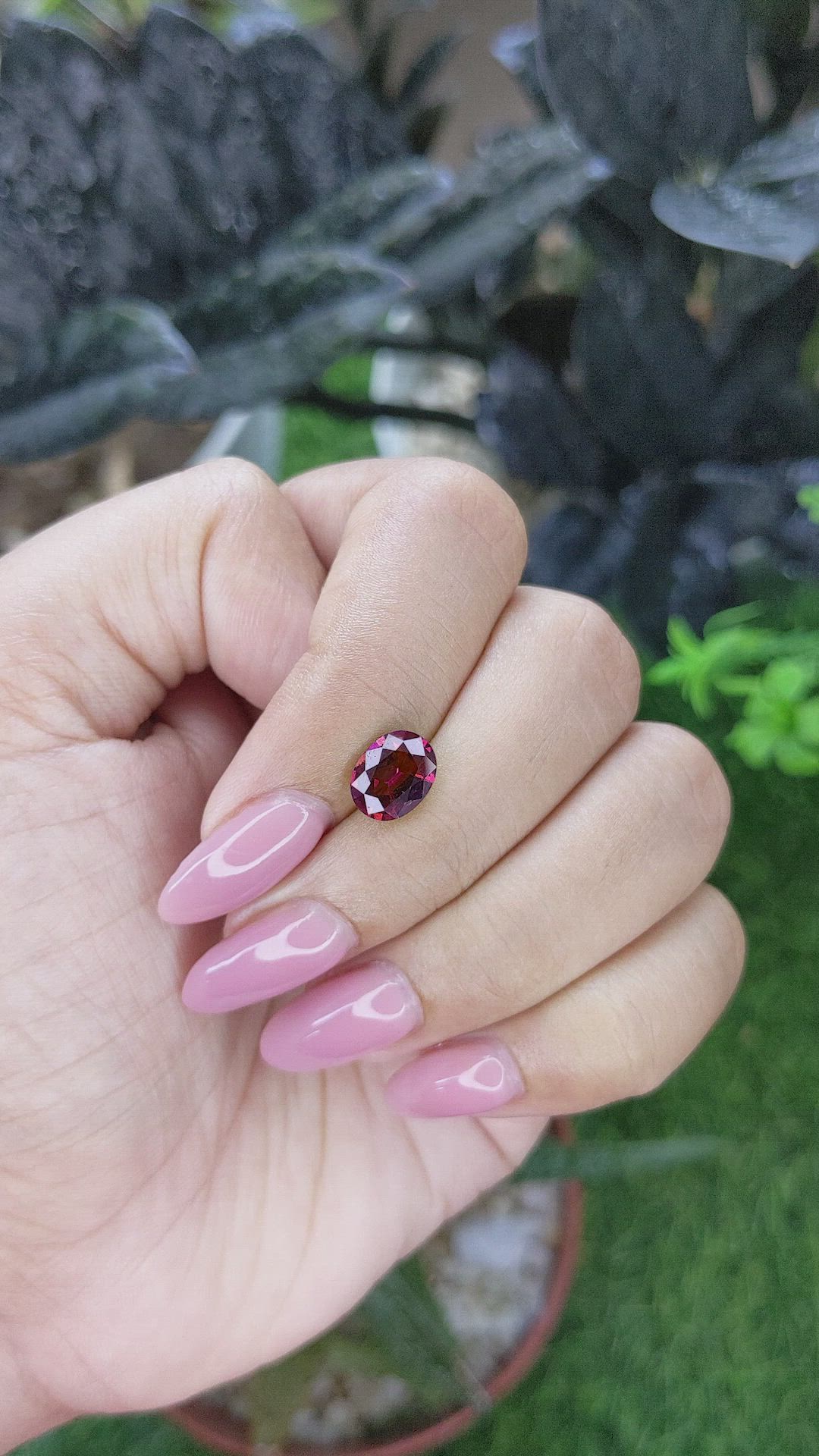 1.98 Ct. Purplish Red Garnet from Tanzania Size Video