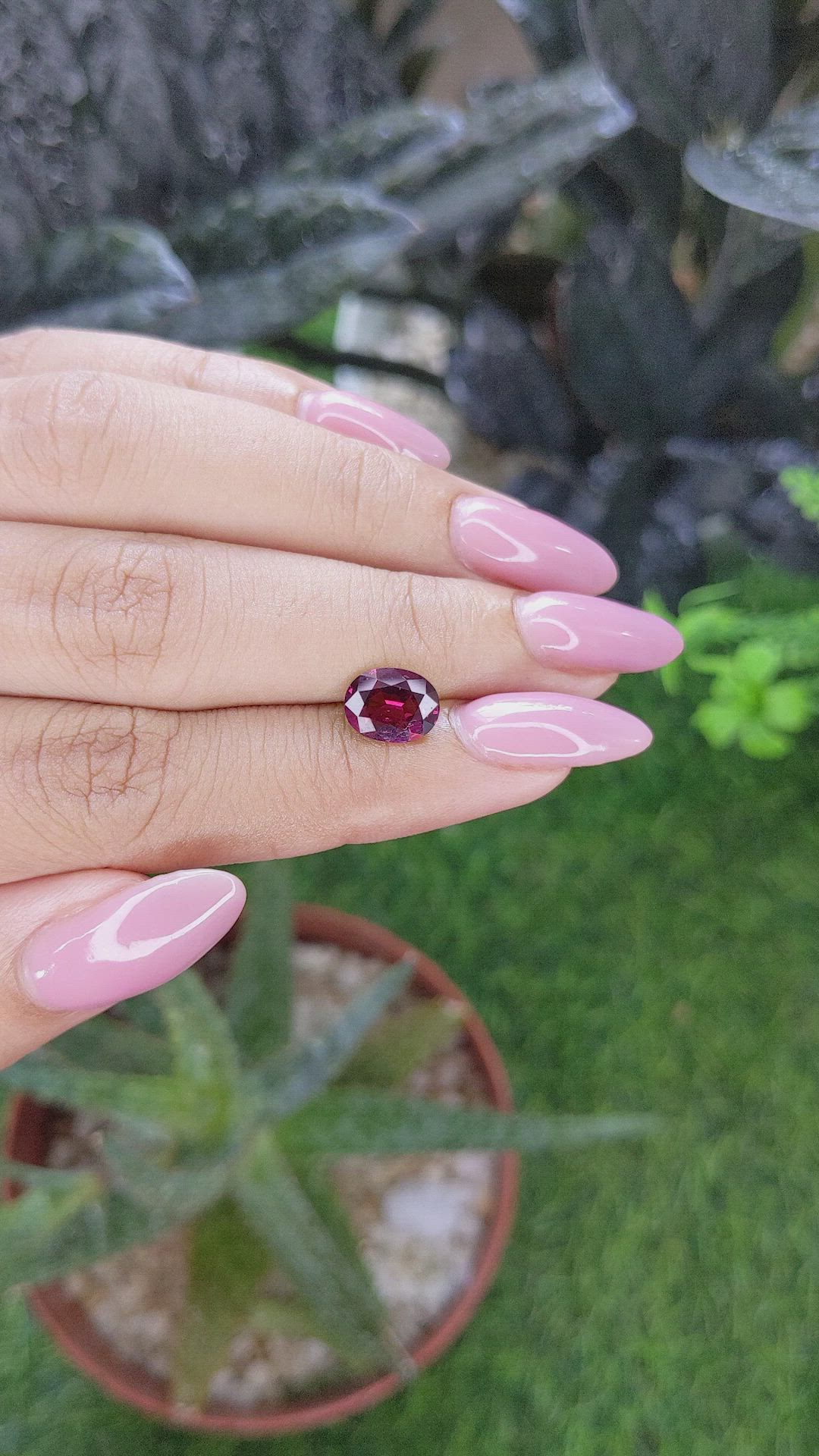 1.98 Ct. Purplish Red Garnet from Tanzania Size Video