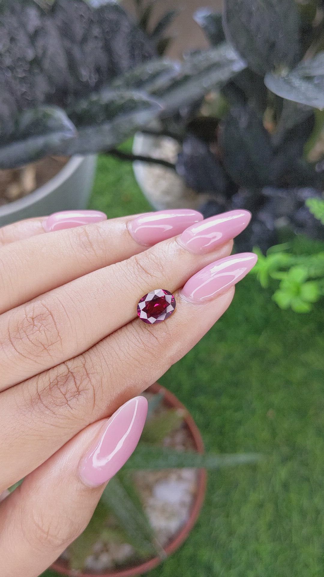 1.98 Ct. Purplish Red Garnet from Tanzania Size Video