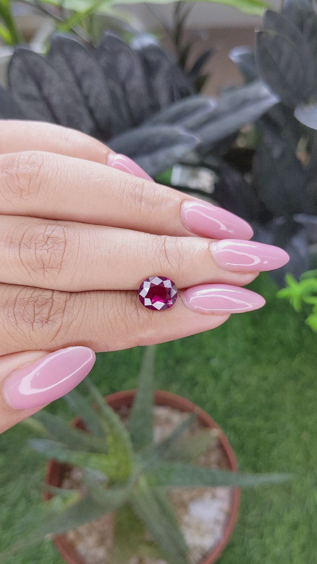 2.27 Ct. Purplish Pink Garnet from Tanzania Size Video