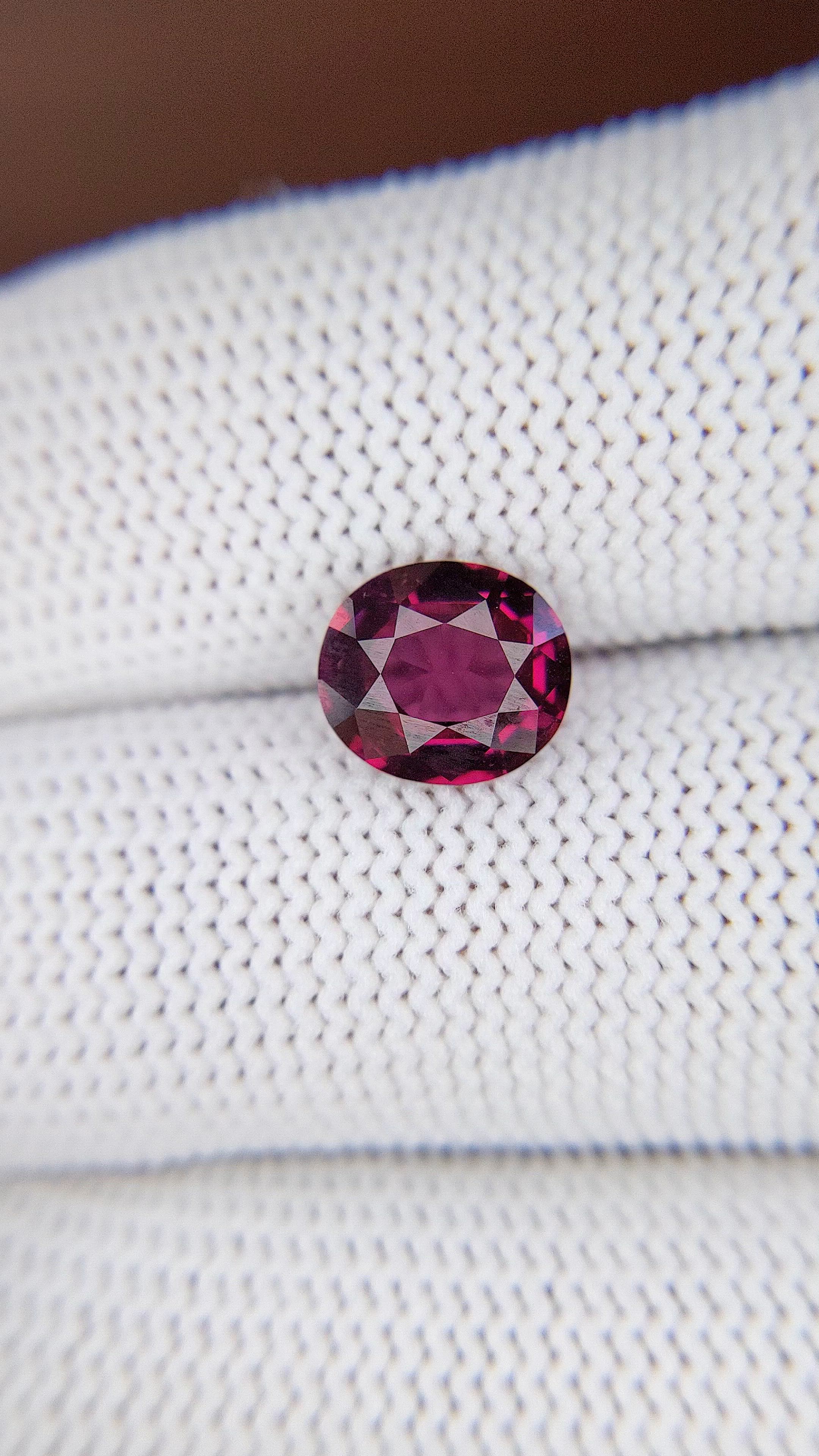 2.27 Ct. Purplish Pink Garnet from Tanzania Size Video