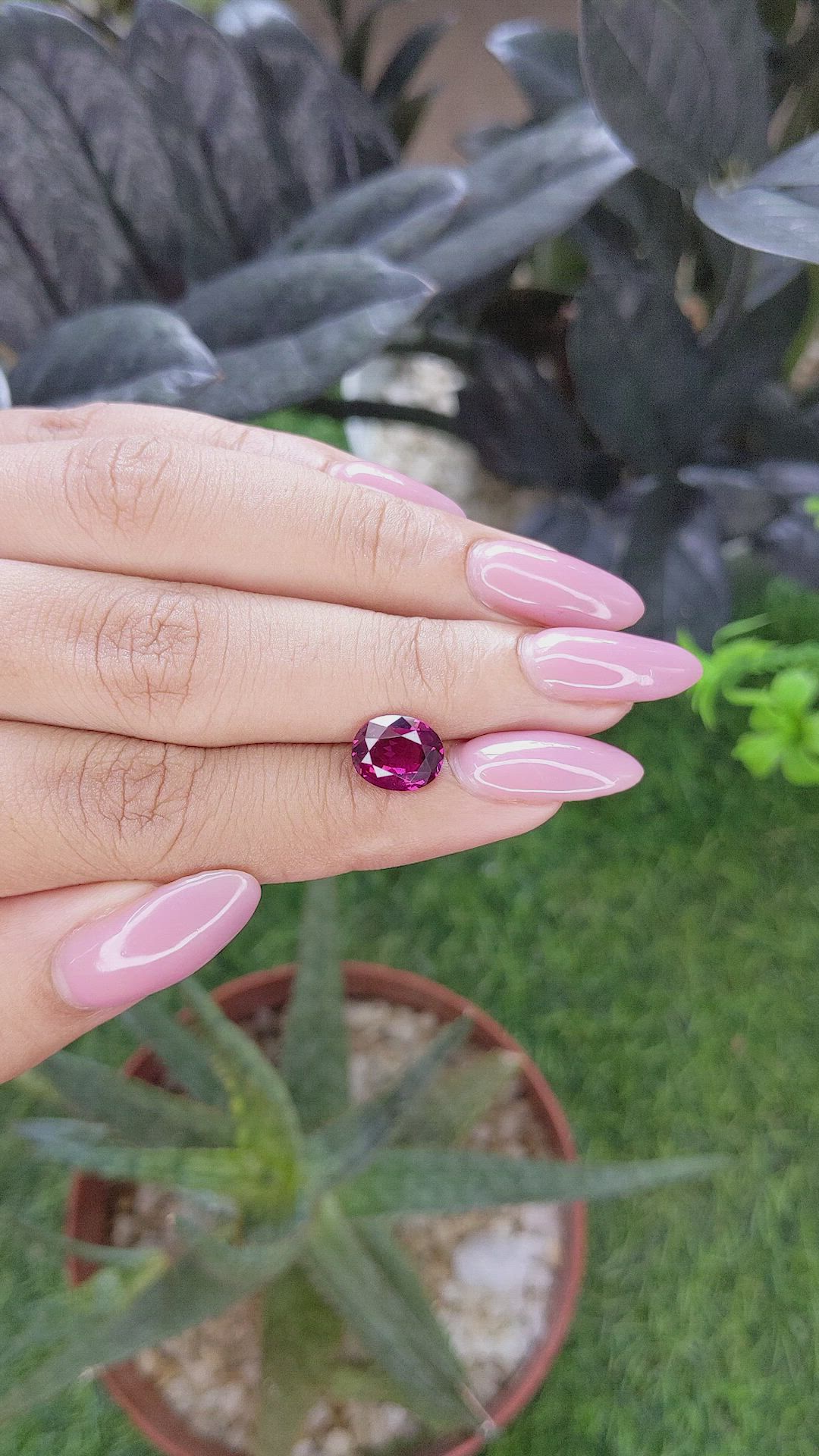 2.52 Ct. Purplish Pink Garnet from Tanzania Size Video