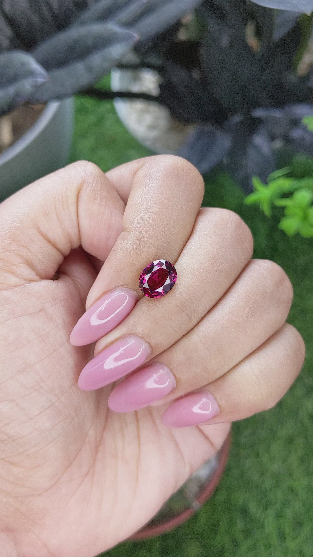2.52 Ct. Purplish Pink Garnet from Tanzania Size Video