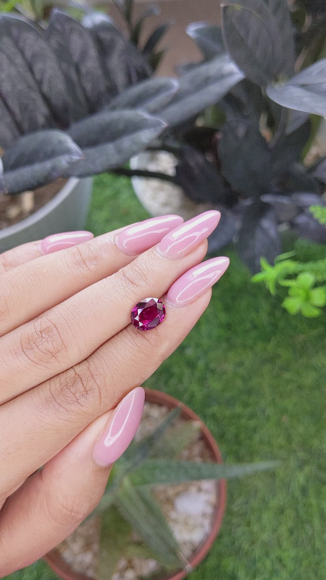 2.52 Ct. Purplish Pink Garnet from Tanzania Size Video