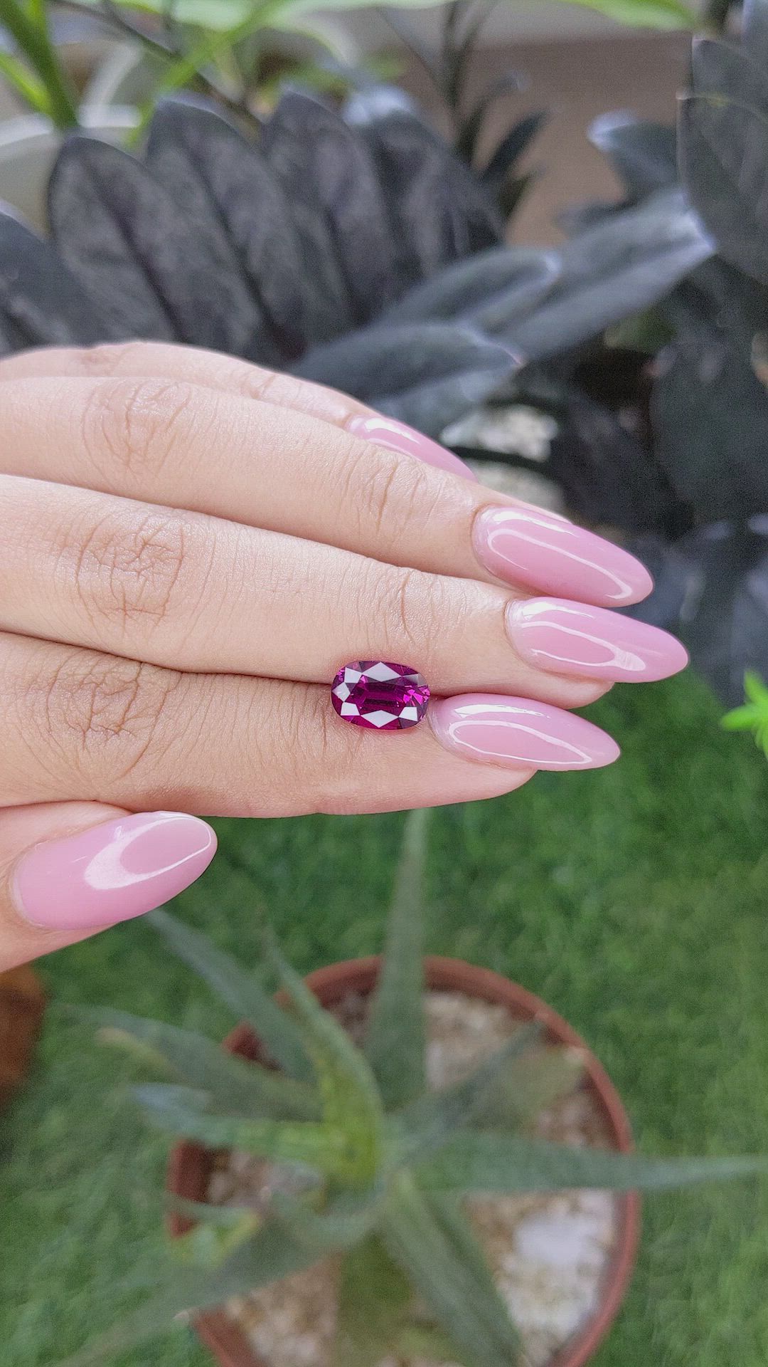 2.85 Ct. Purplish Pink Garnet from Tanzania Size Video