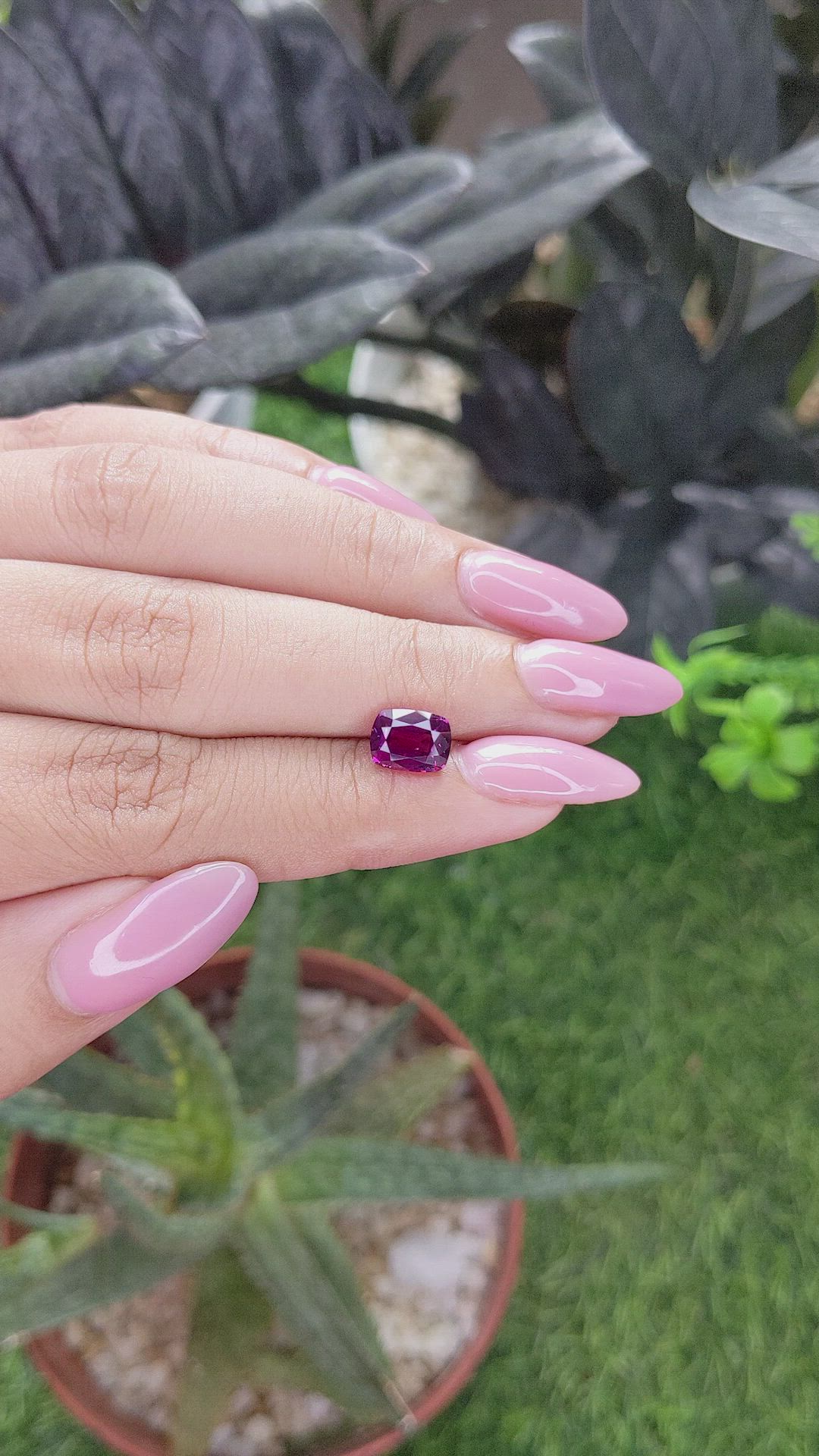 2.08 Ct. Pinkish Purple Garnet from Tanzania Size Video