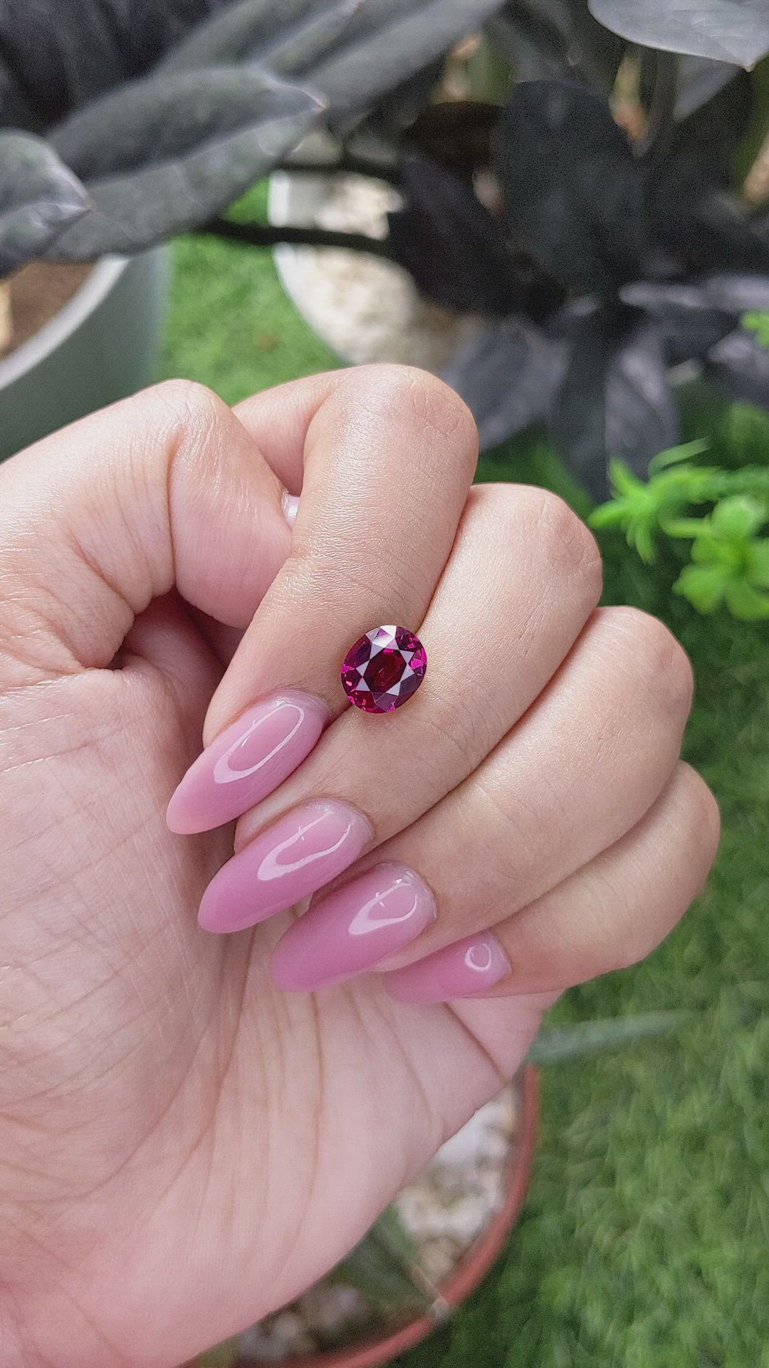 2.46 Ct. Purplish Pink Garnet from Tanzania Size Video