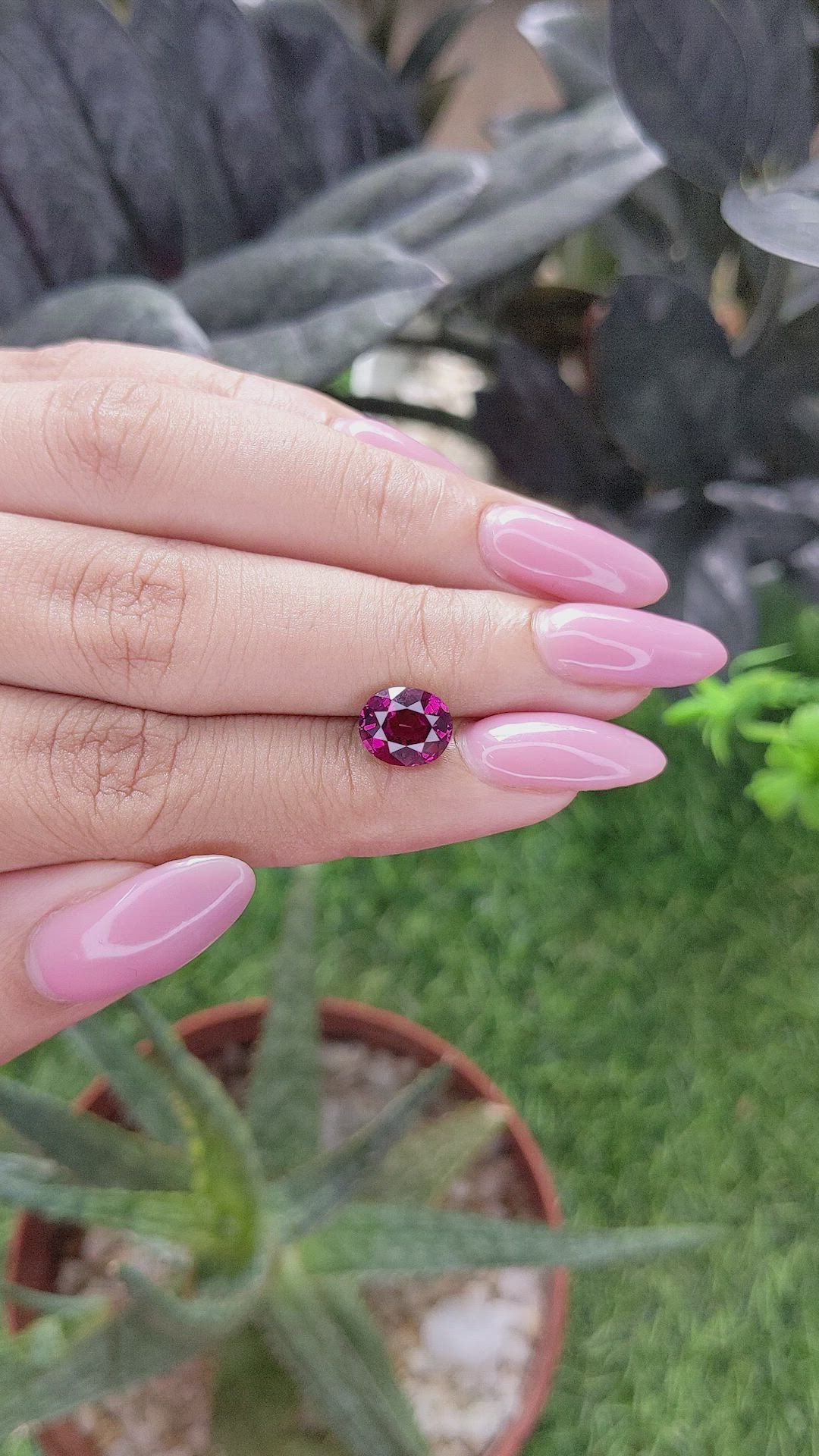 2.46 Ct. Purplish Pink Garnet from Tanzania Size Video