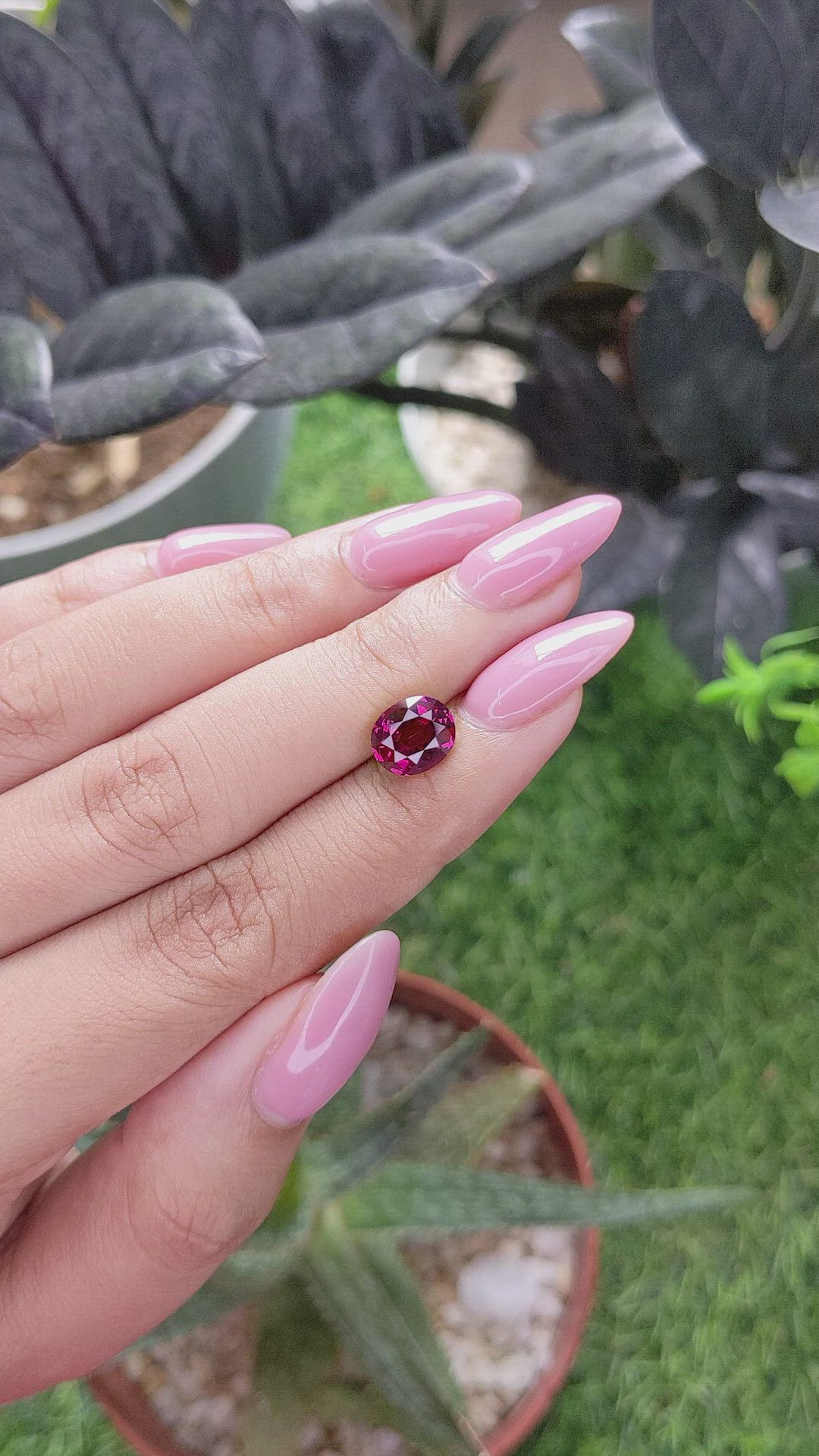 2.46 Ct. Purplish Pink Garnet from Tanzania Size Video