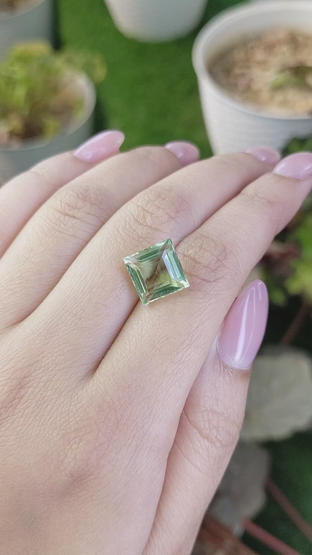 5.64 Ct. Mint Green Prasiolite from Brazil Size Video