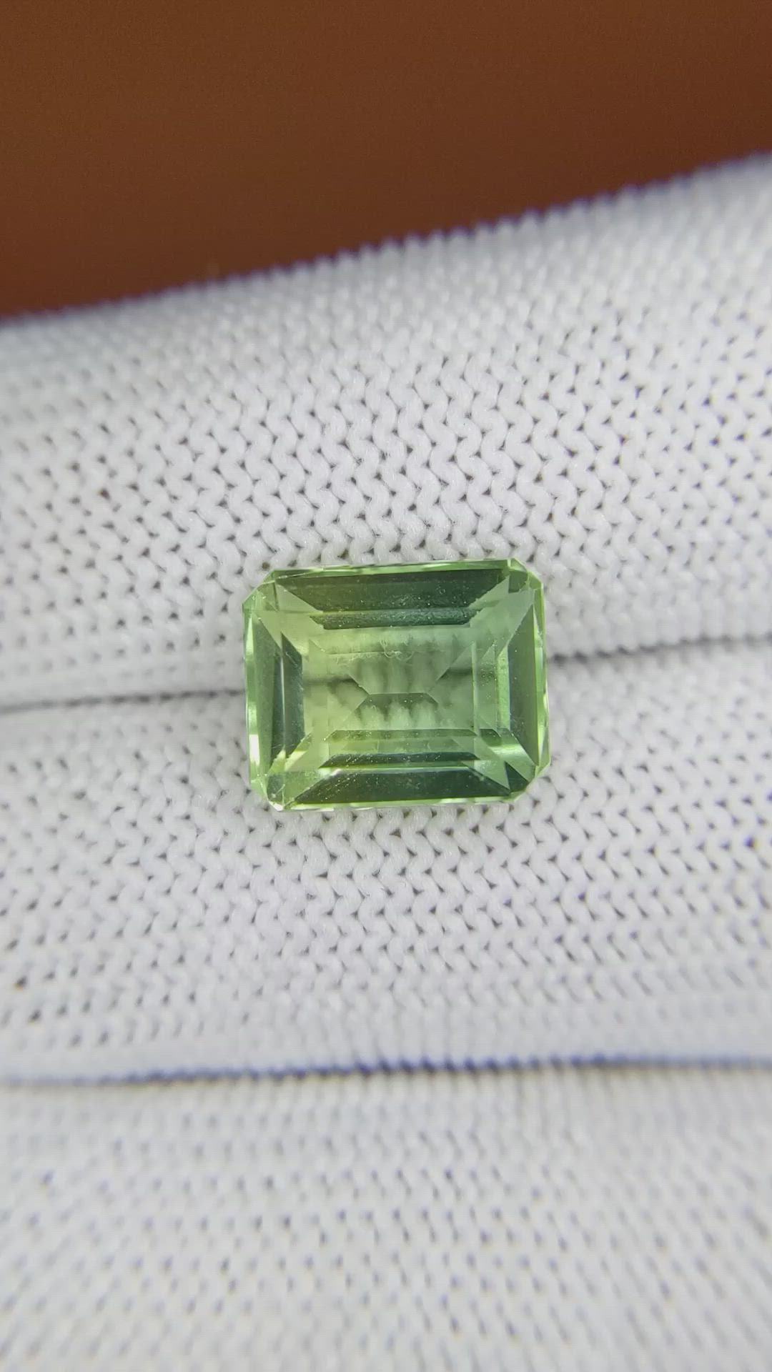 5.51 Ct. Yellowish Green Prasiolite from Brazil Size Video