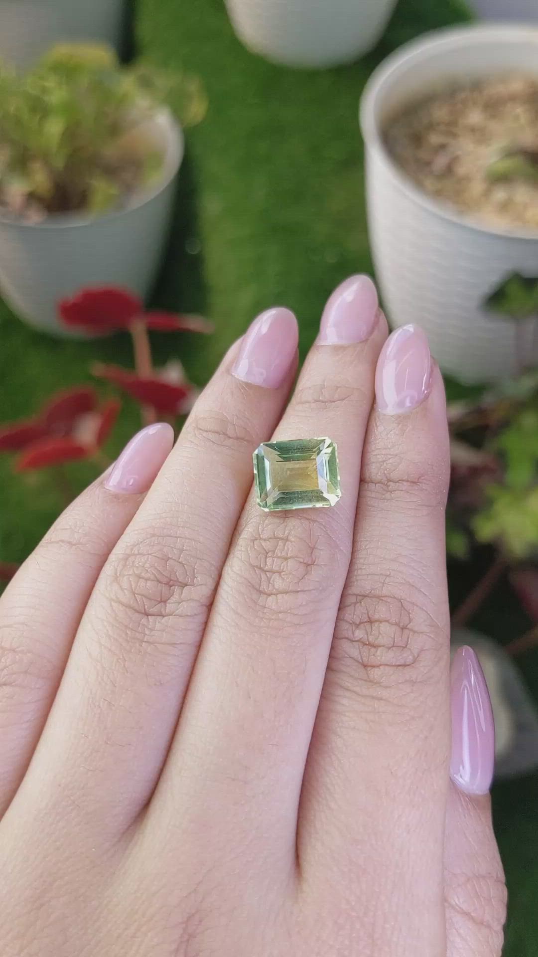5.51 Ct. Yellowish Green Prasiolite from Brazil Size Video