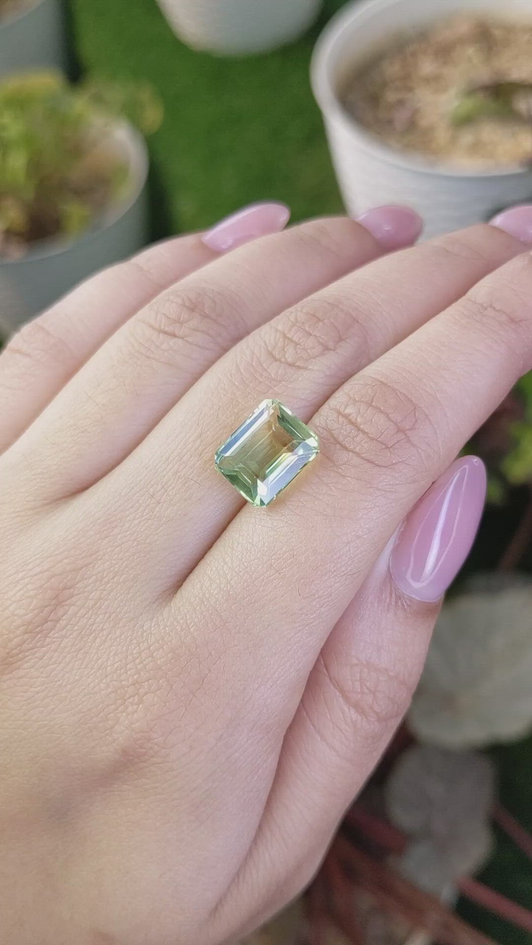 5.51 Ct. Yellowish Green Prasiolite from Brazil Size Video