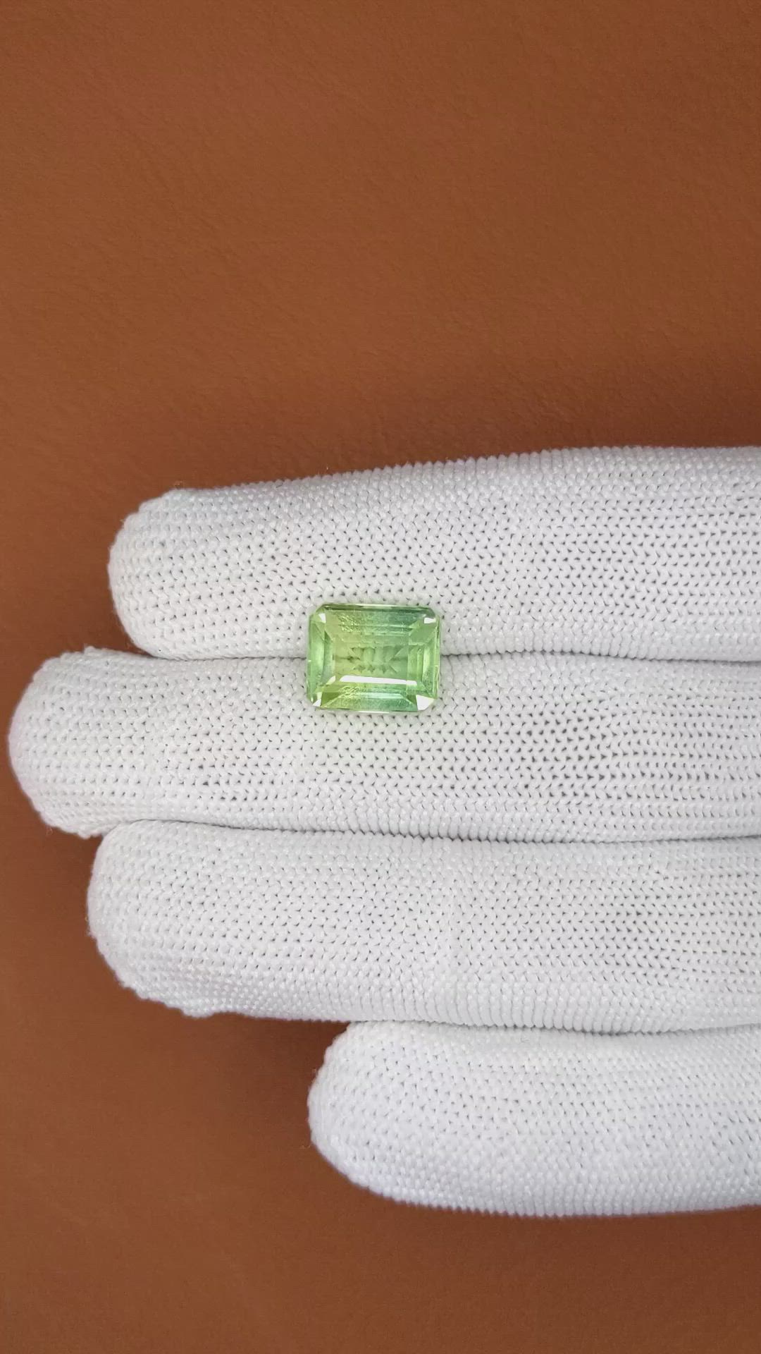 5.51 Ct. Yellowish Green Prasiolite from Brazil Size Video