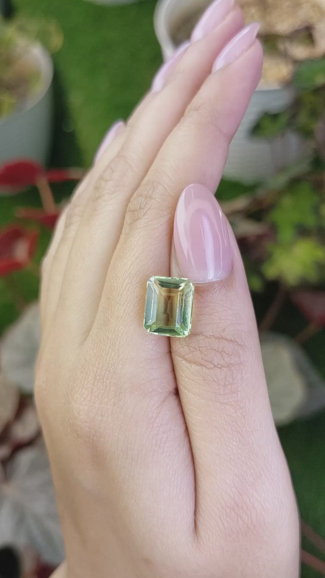 5.51 Ct. Yellowish Green Prasiolite from Brazil Size Video