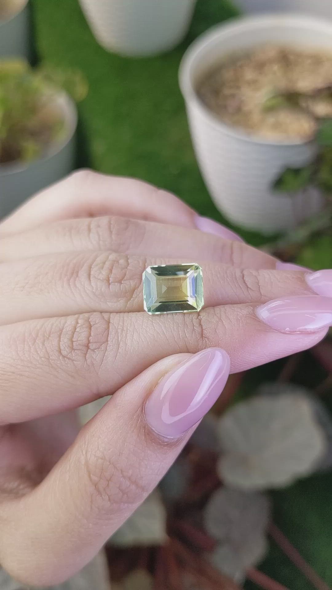 5.51 Ct. Yellowish Green Prasiolite from Brazil Size Video