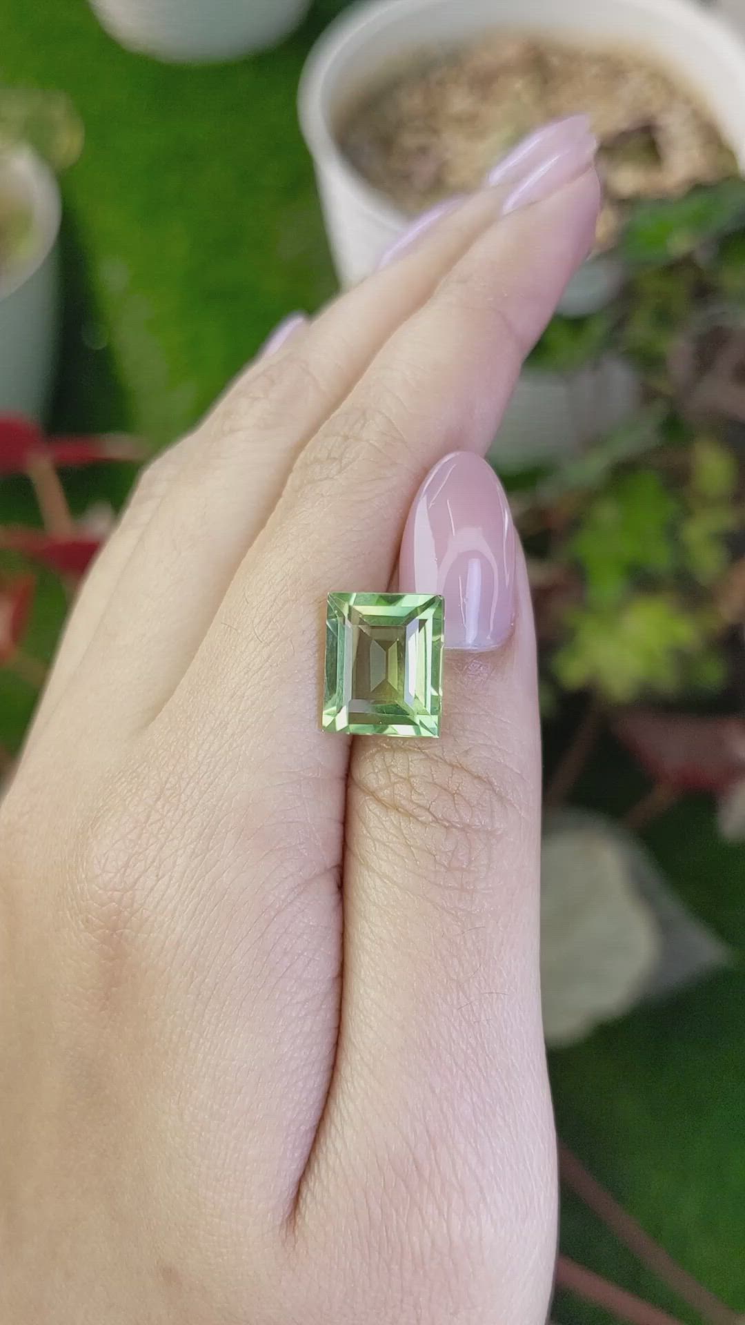 6.71 Ct. Yellowish Green Prasiolite from Brazil Size Video