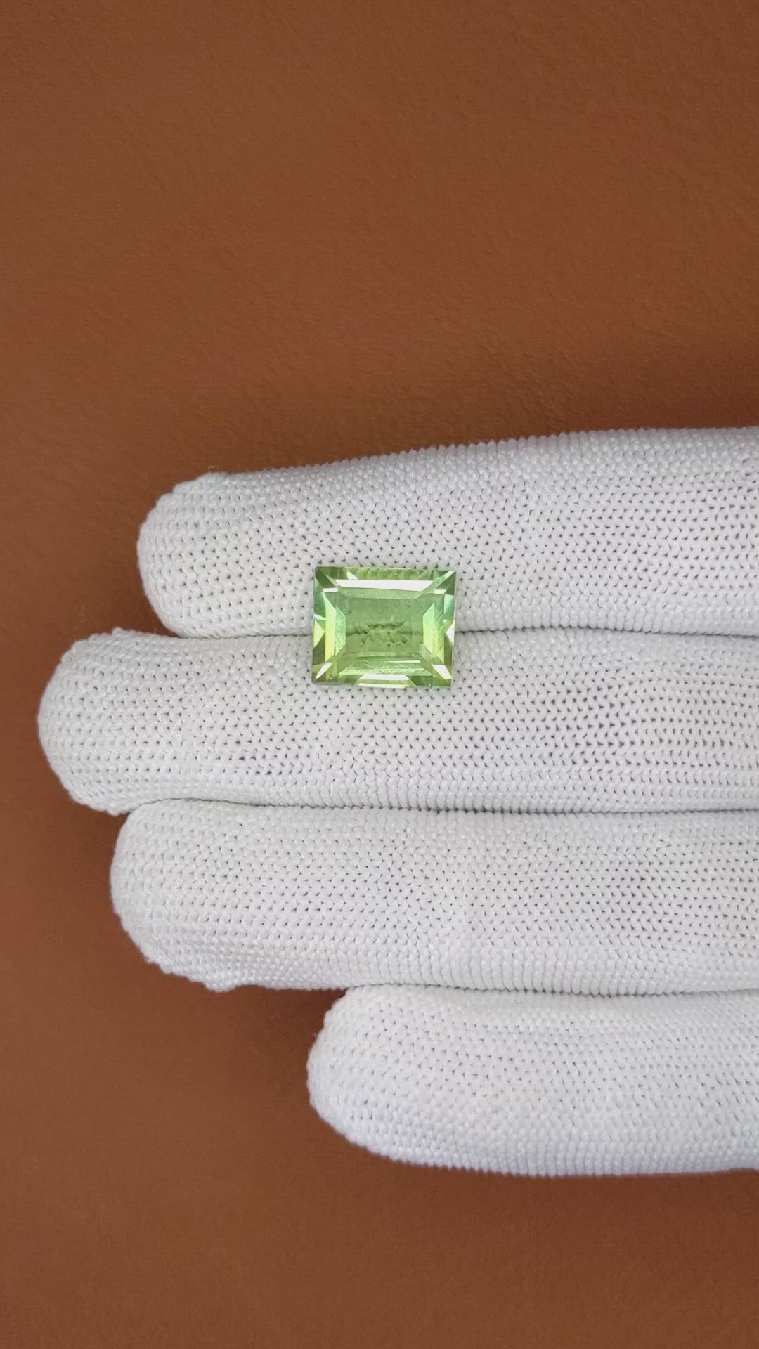 6.71 Ct. Yellowish Green Prasiolite from Brazil Size Video