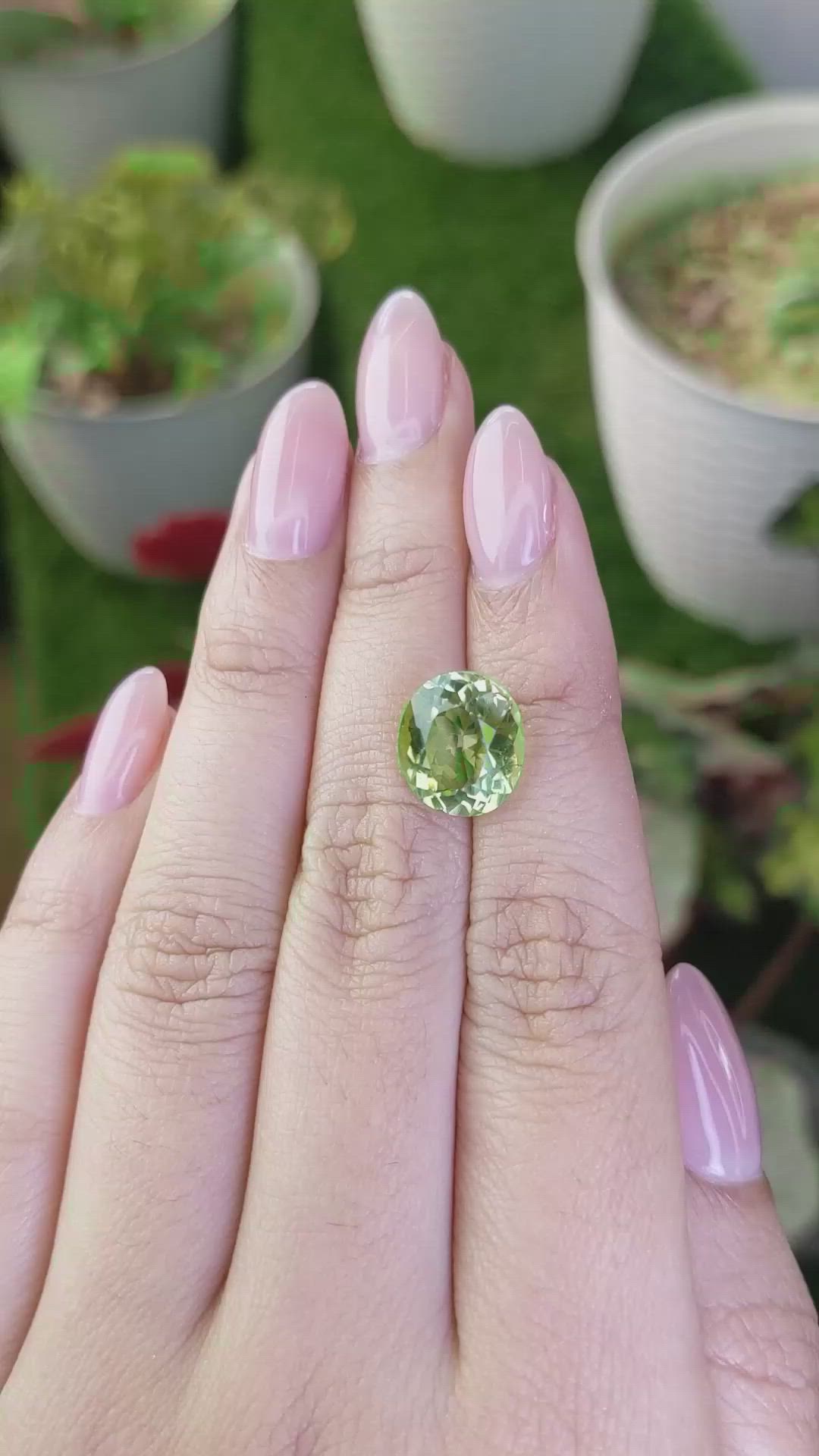 5.35 Ct. Yellowish Green Prasiolite from Brazil Size Video