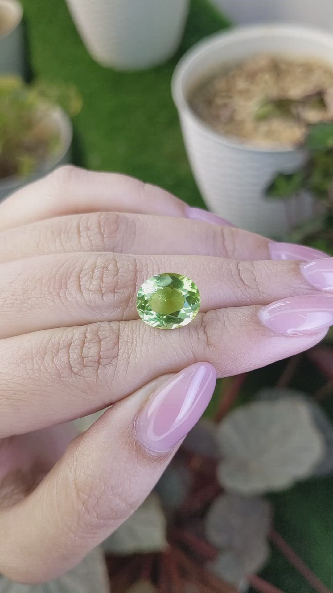 5.35 Ct. Yellowish Green Prasiolite from Brazil Size Video