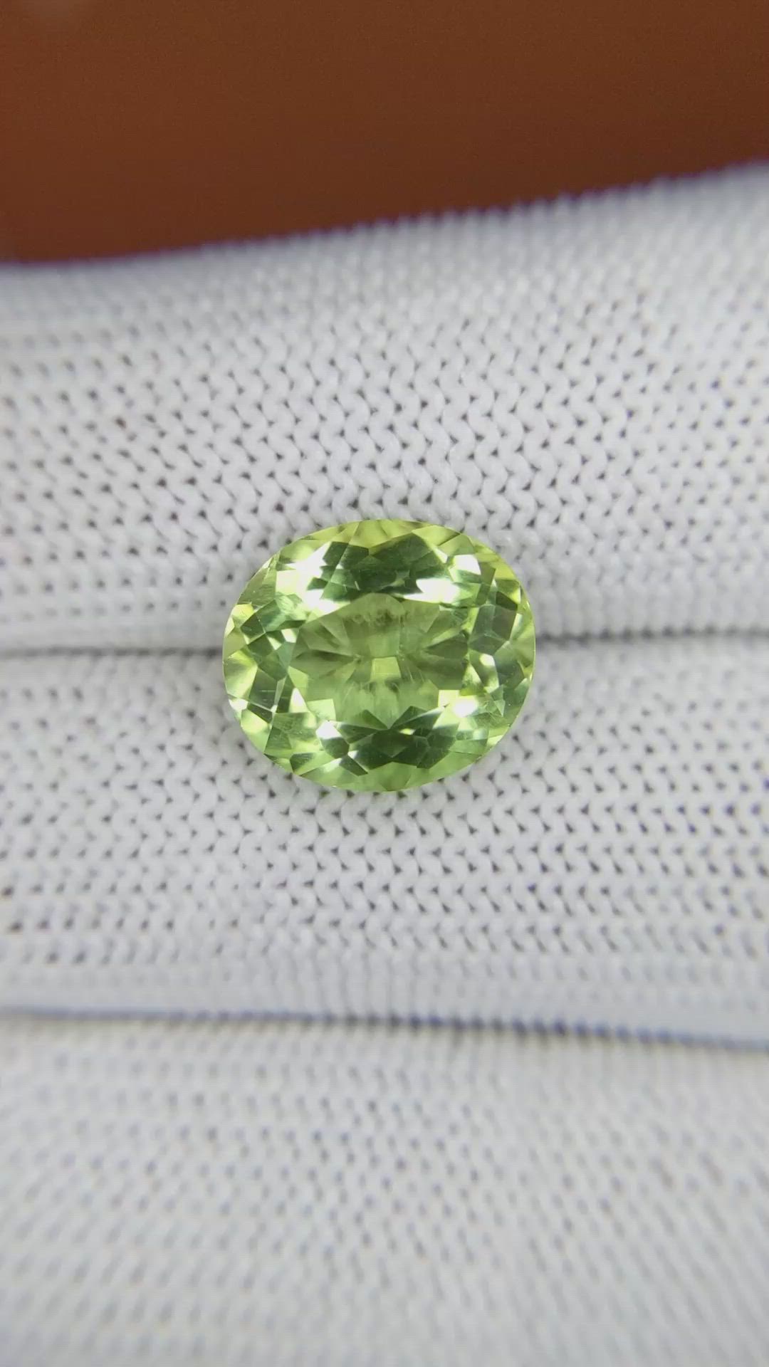 5.35 Ct. Yellowish Green Prasiolite from Brazil Size Video
