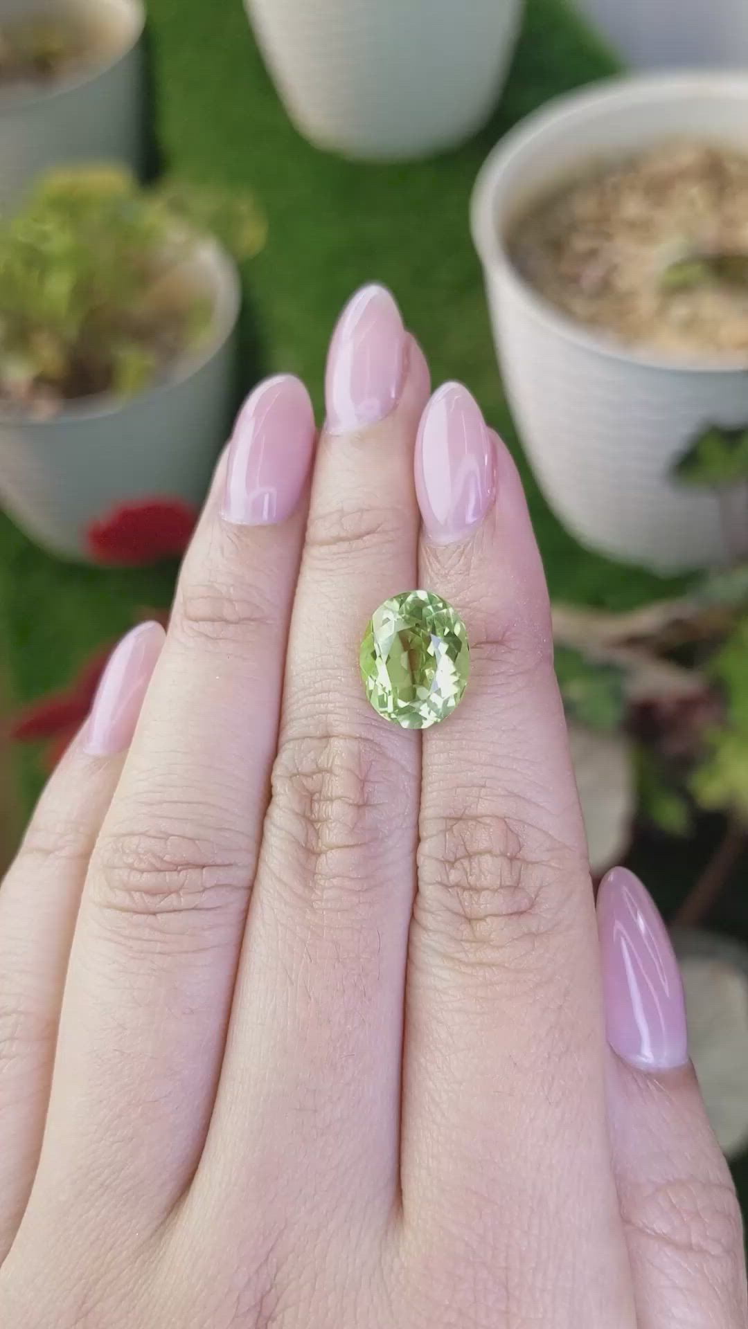 5.62 Ct. Yellowish Green Prasiolite from Brazil Size Video