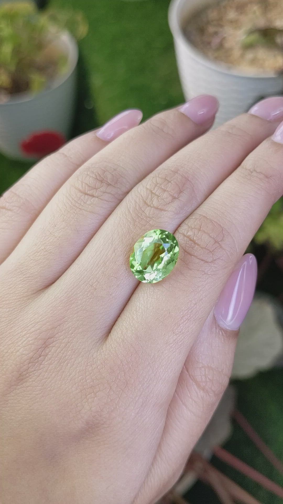 5.62 Ct. Yellowish Green Prasiolite from Brazil Size Video