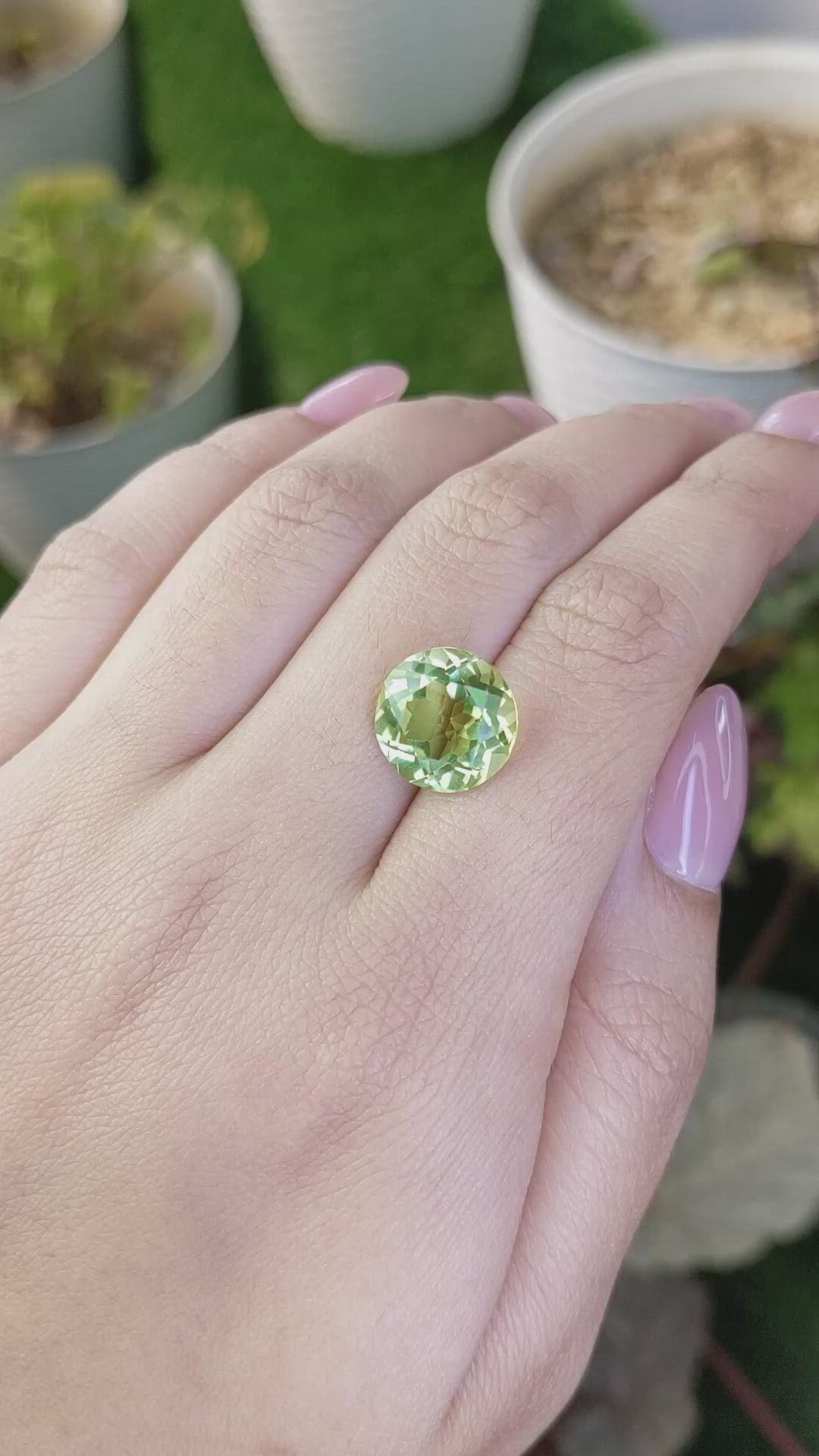 6.33 Ct. Yellowish Green Prasiolite from Brazil Size Video