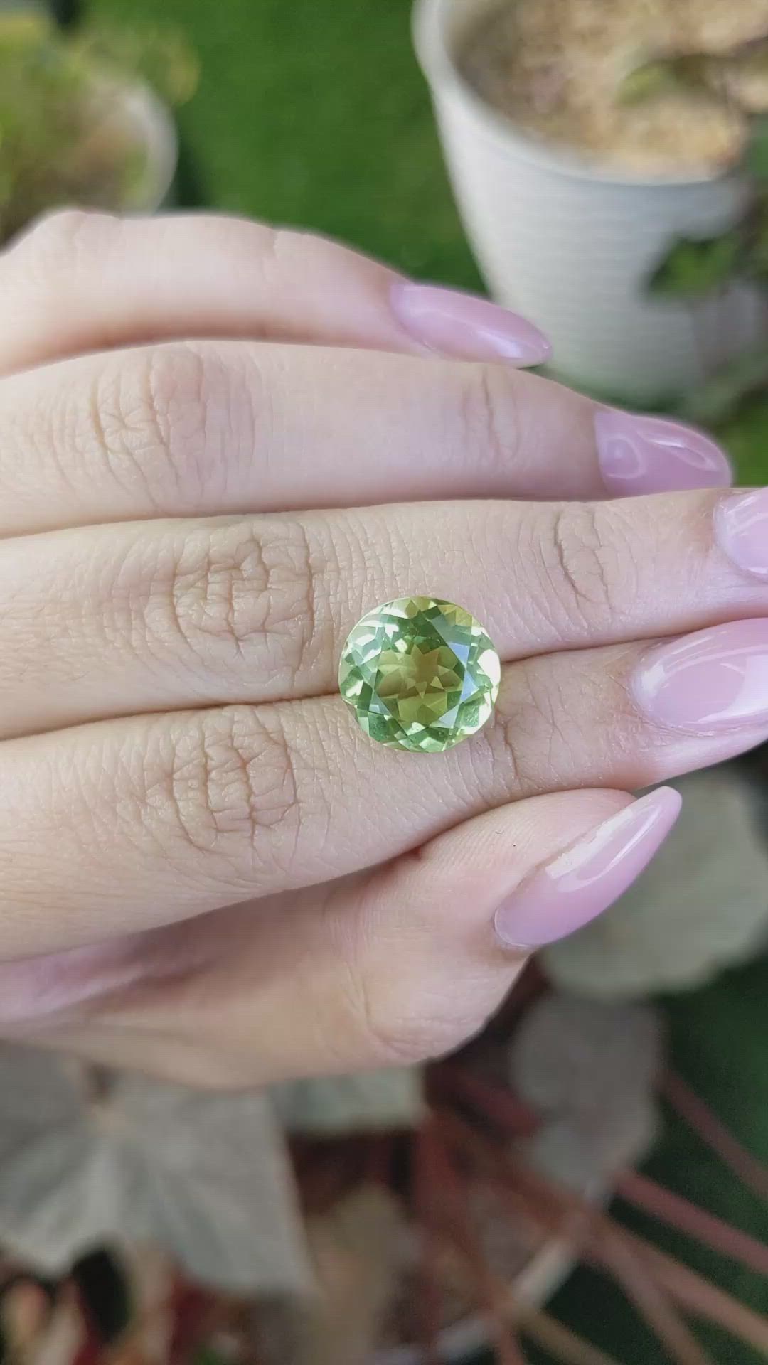 6.33 Ct. Yellowish Green Prasiolite from Brazil Size Video