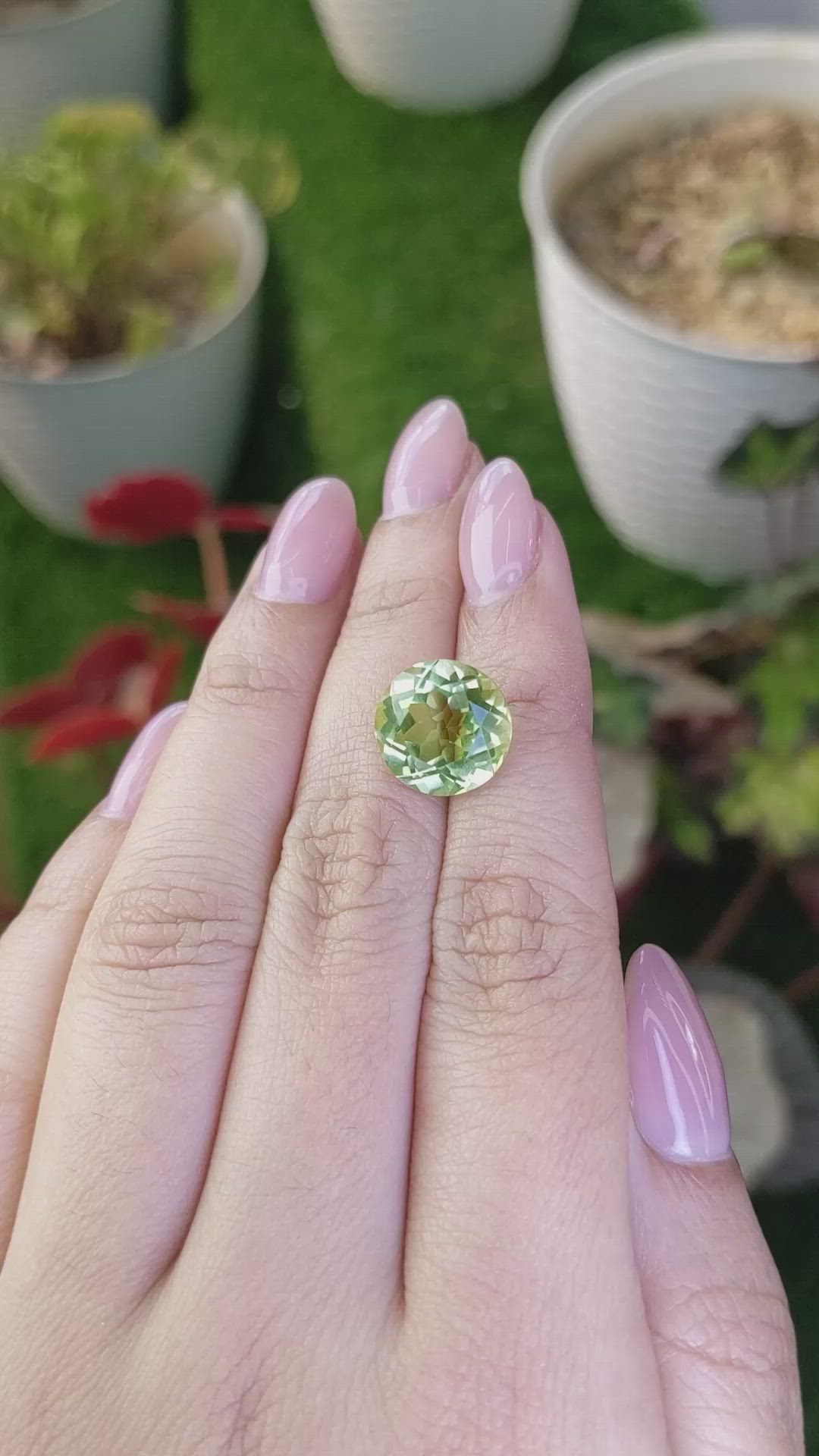 6.33 Ct. Yellowish Green Prasiolite from Brazil Size Video