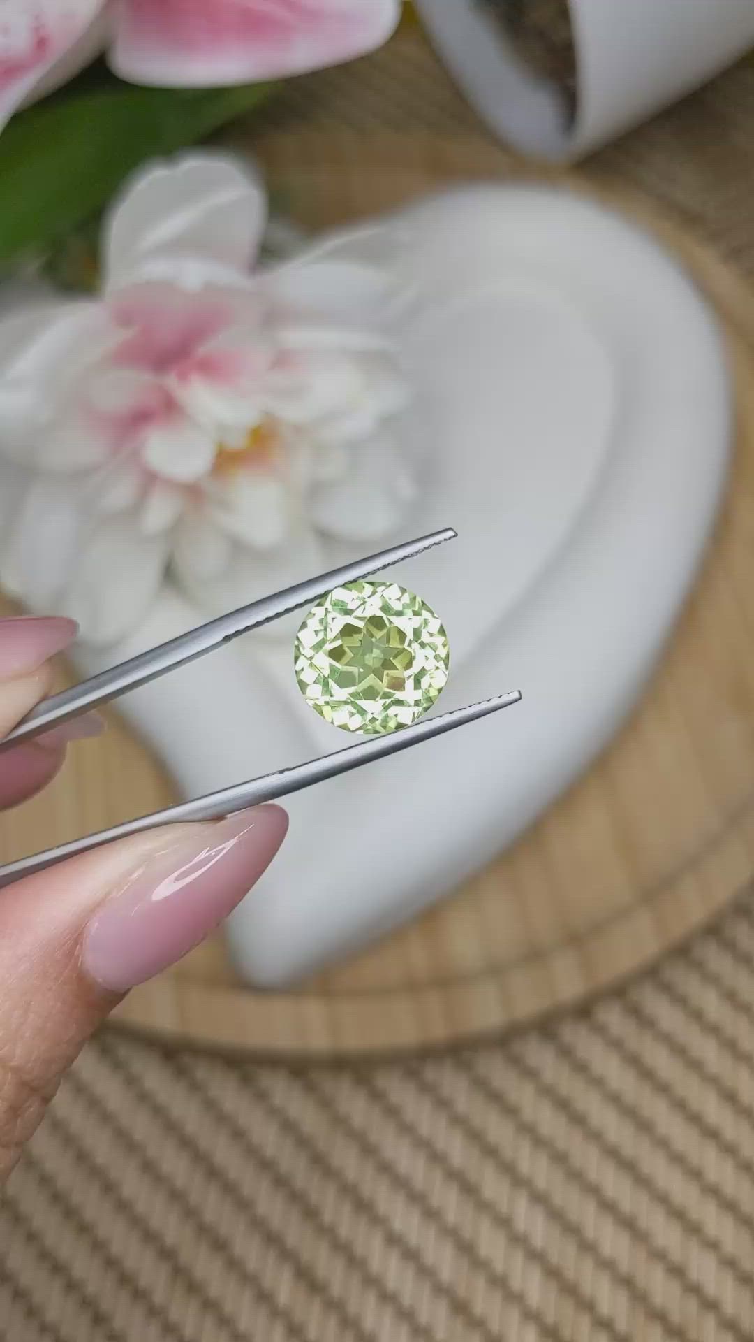 6.33 Ct. Yellowish Green Prasiolite from Brazil Size Video