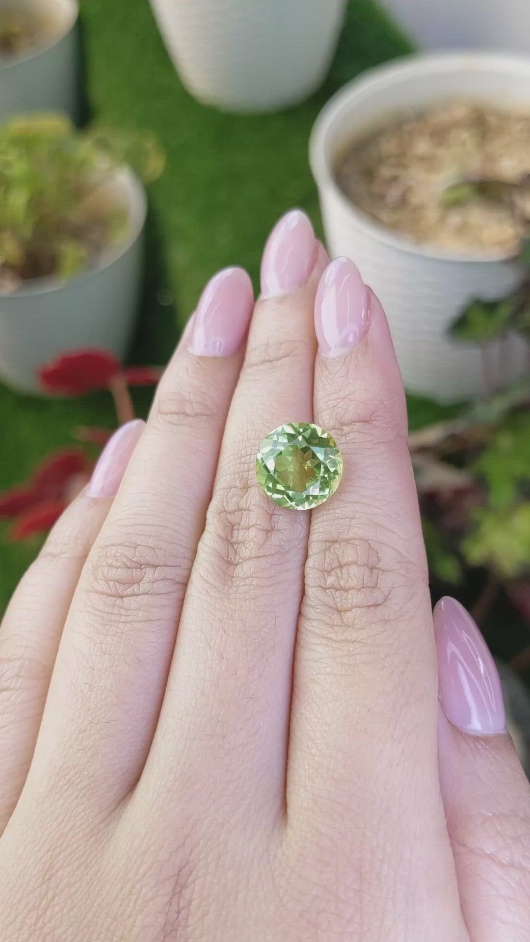 6.09 Ct. Yellowish Green Prasiolite from Brazil Size Video