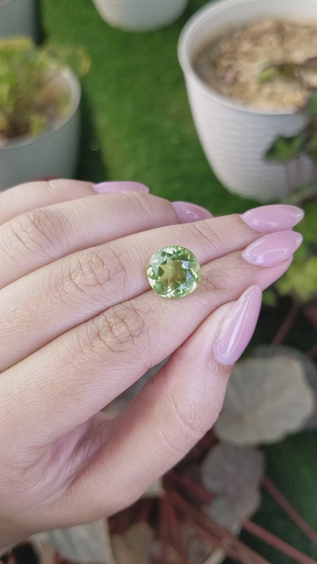 6.10 Ct. Yellowish Green Prasiolite from Brazil Size Video